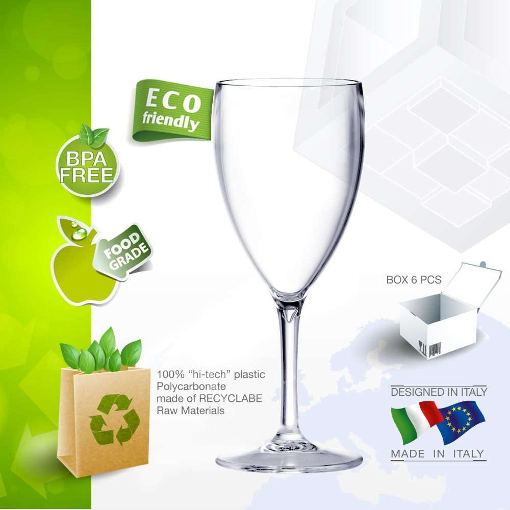Doimoflair Weinglas DoimoFlair Weinglas aus Kunststoff Weinbecher Plastik 34 cl.