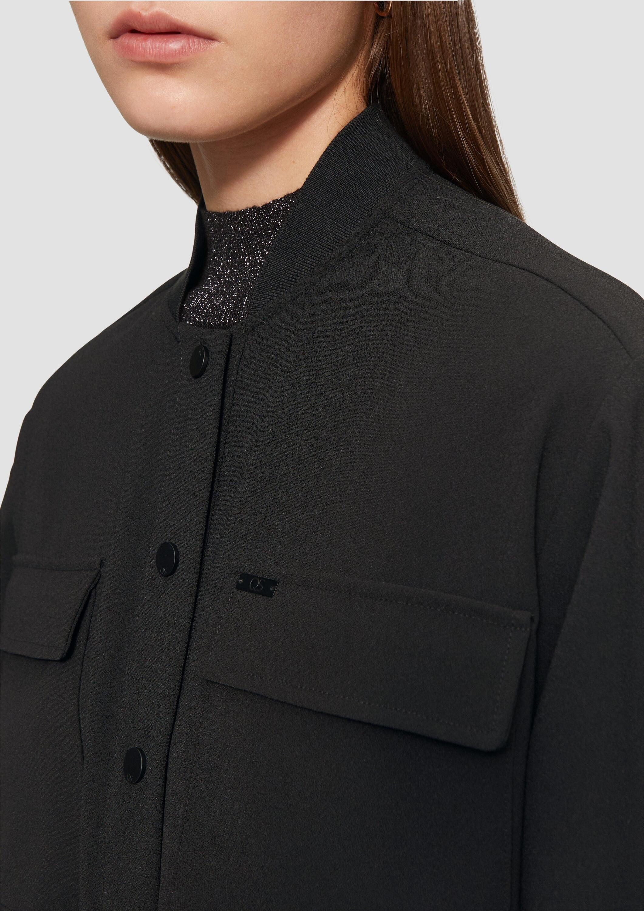 QS Langarmbluse Bluse Verkürzte Blusenjacke im Blousonstyle