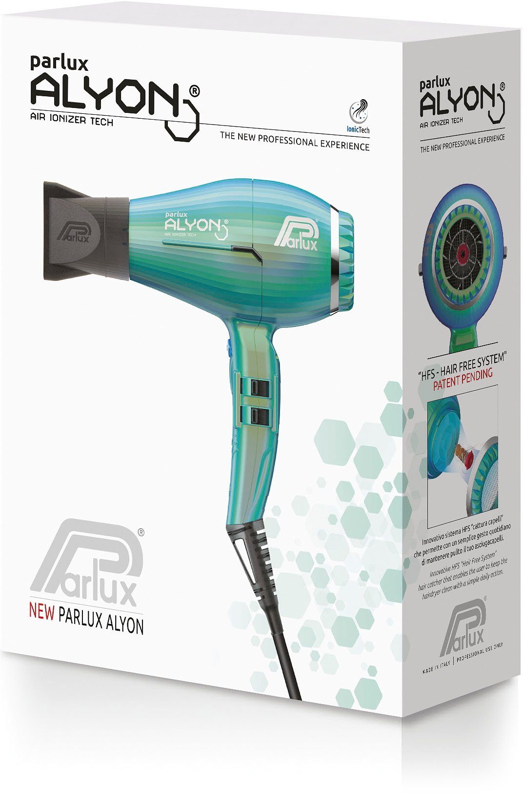 Reinigungssystem Alyon HFS W, Parlux System) Free Ionic, jadegrün Patentiertes (Hair Haartrockner Parlux 2250