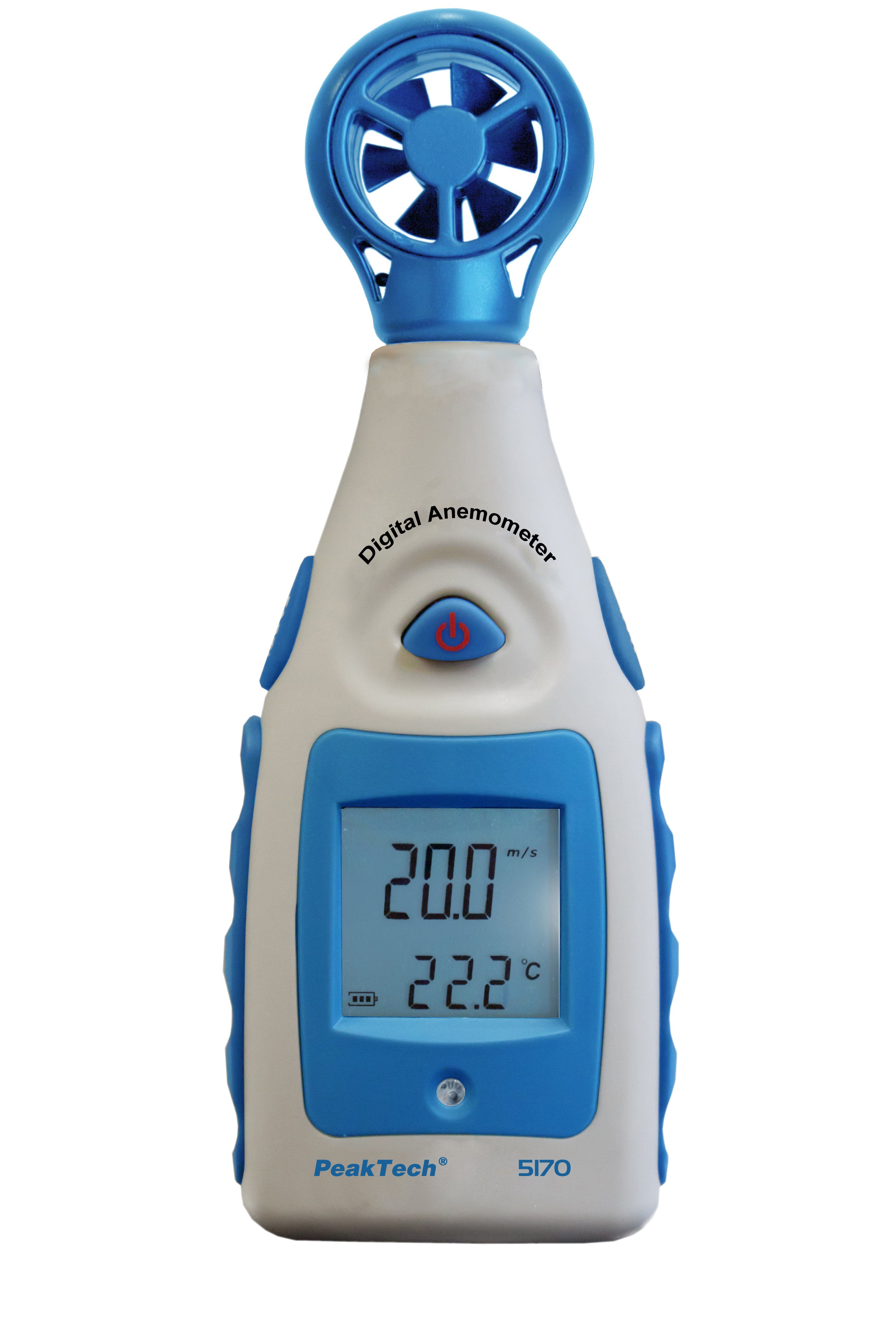 Klimamesser PeakTech 5170: Flügelrad Anemometer & Thermom. ~ 55 Kn / -10 bis +45°C