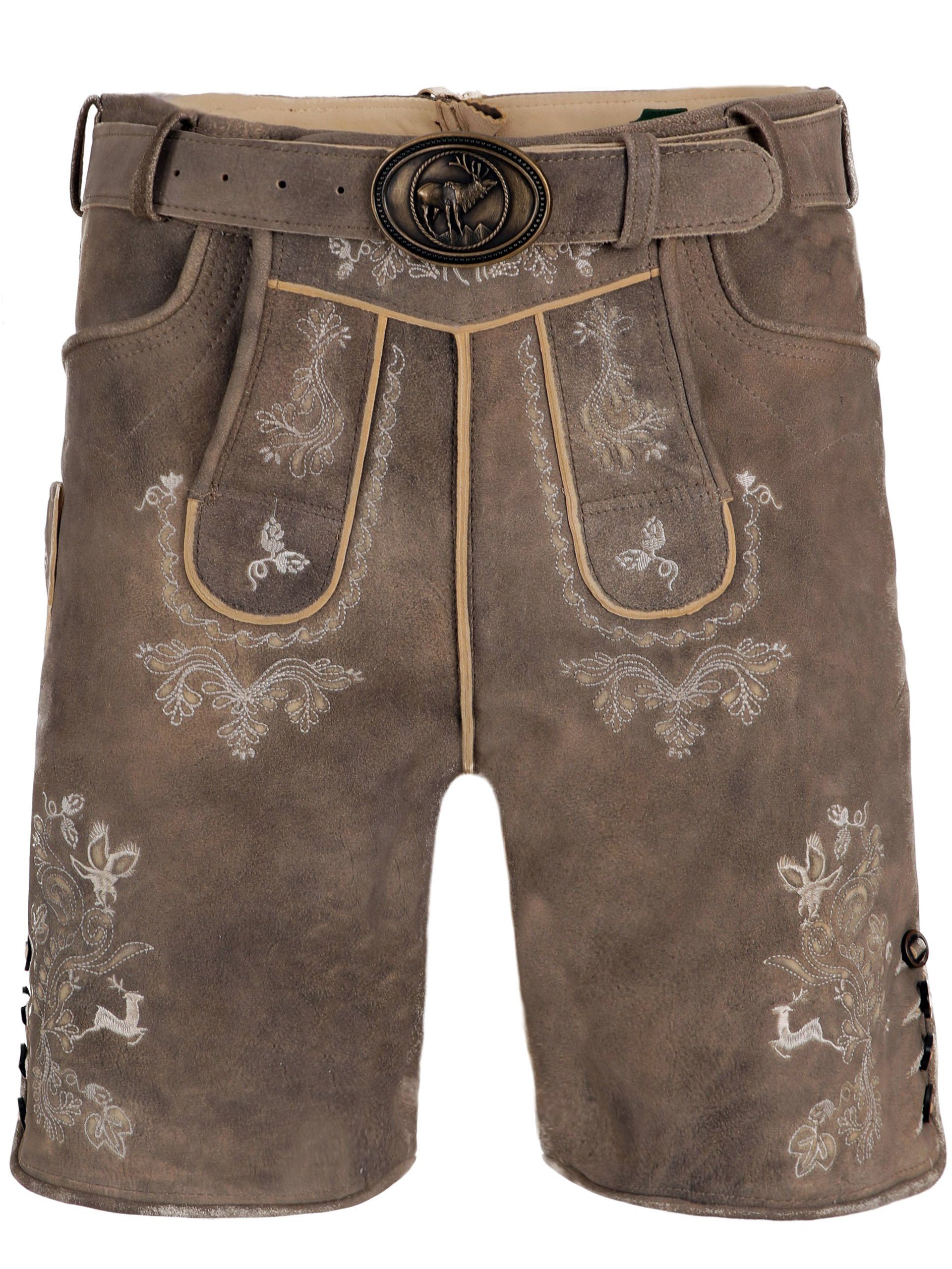 Trachtenlederhose Lederhose kurz Leopold sand
