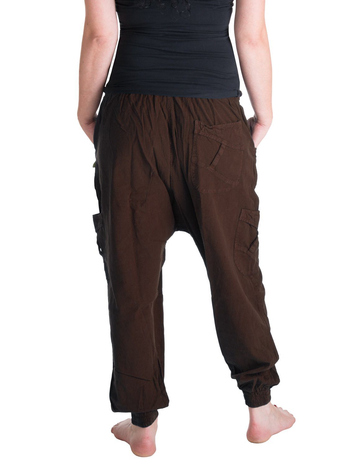 Vishes Haremshose Haremshose mit braun Bund, Pluderhose, elastischem Goa, Hippie, Ethno handgewebt Style Pumphose