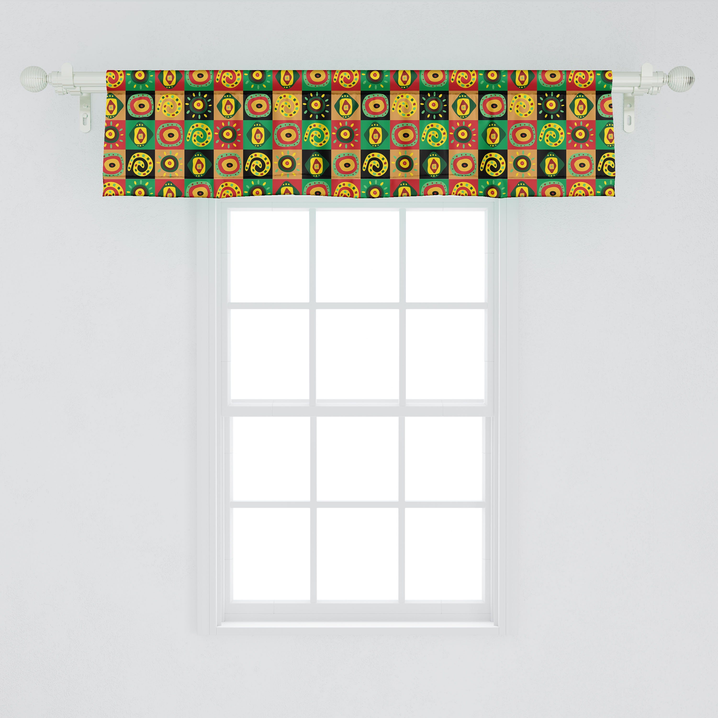 Microfaser, Scheibengardine Stangentasche, mit trippy Küche Schlafzimmer für afrikanisch Abakuhaus, Volant Vorhang Dekor