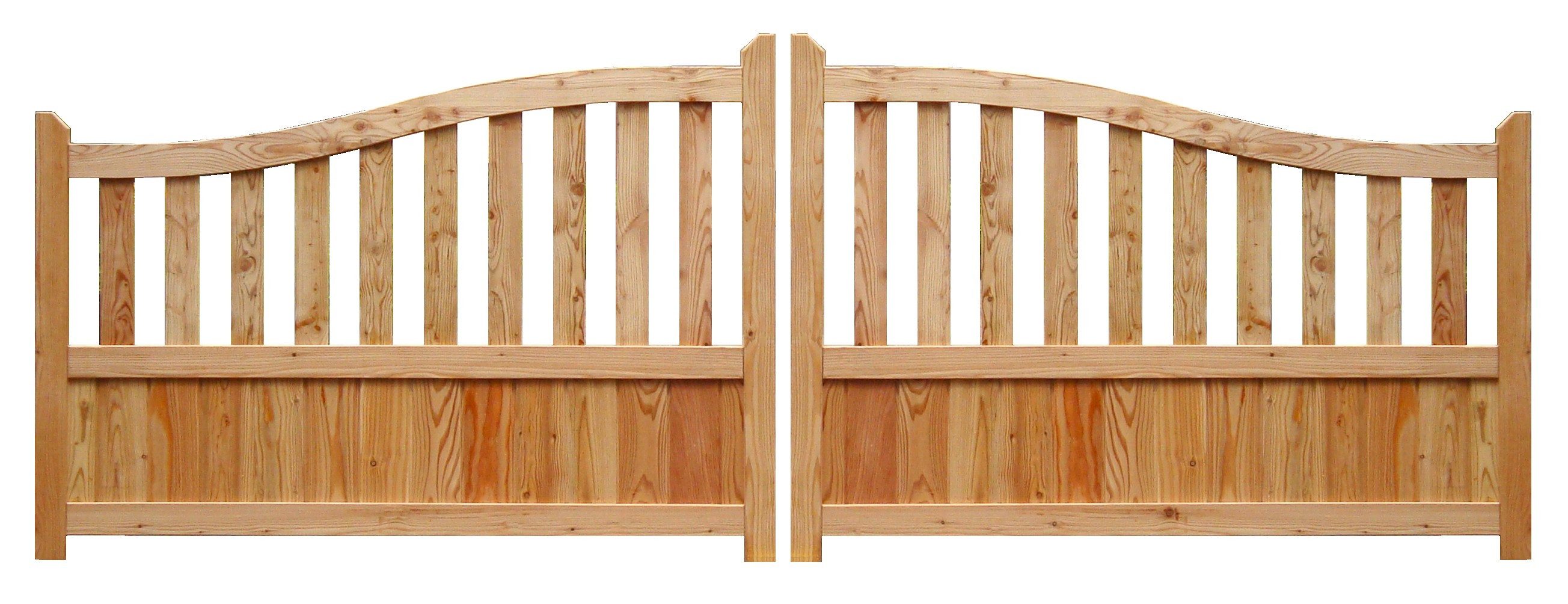 GartenLand Zaundoppeltür Doppelflügel Tor Graz 300x90/105 cm Lärche – Naturbelassen, (Set, Ohne Pfosten & Beschlagset, 300x90/105 cm), Doppeltor gebogen, Lärche