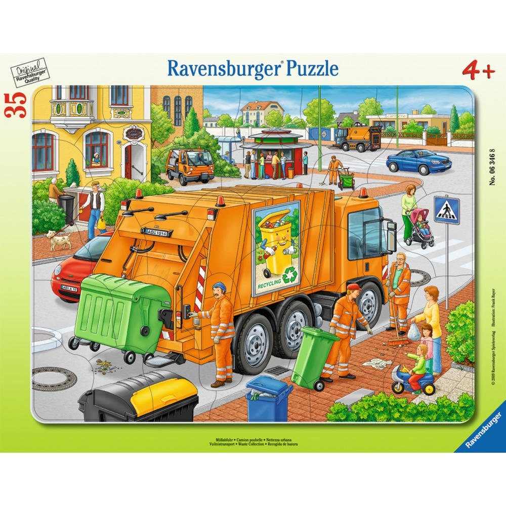 [Produkte vorbestellen] Ravensburger Rahmenpuzzle Müllabfuhr - Rahmenpuzzle, 35 Puzzleteile