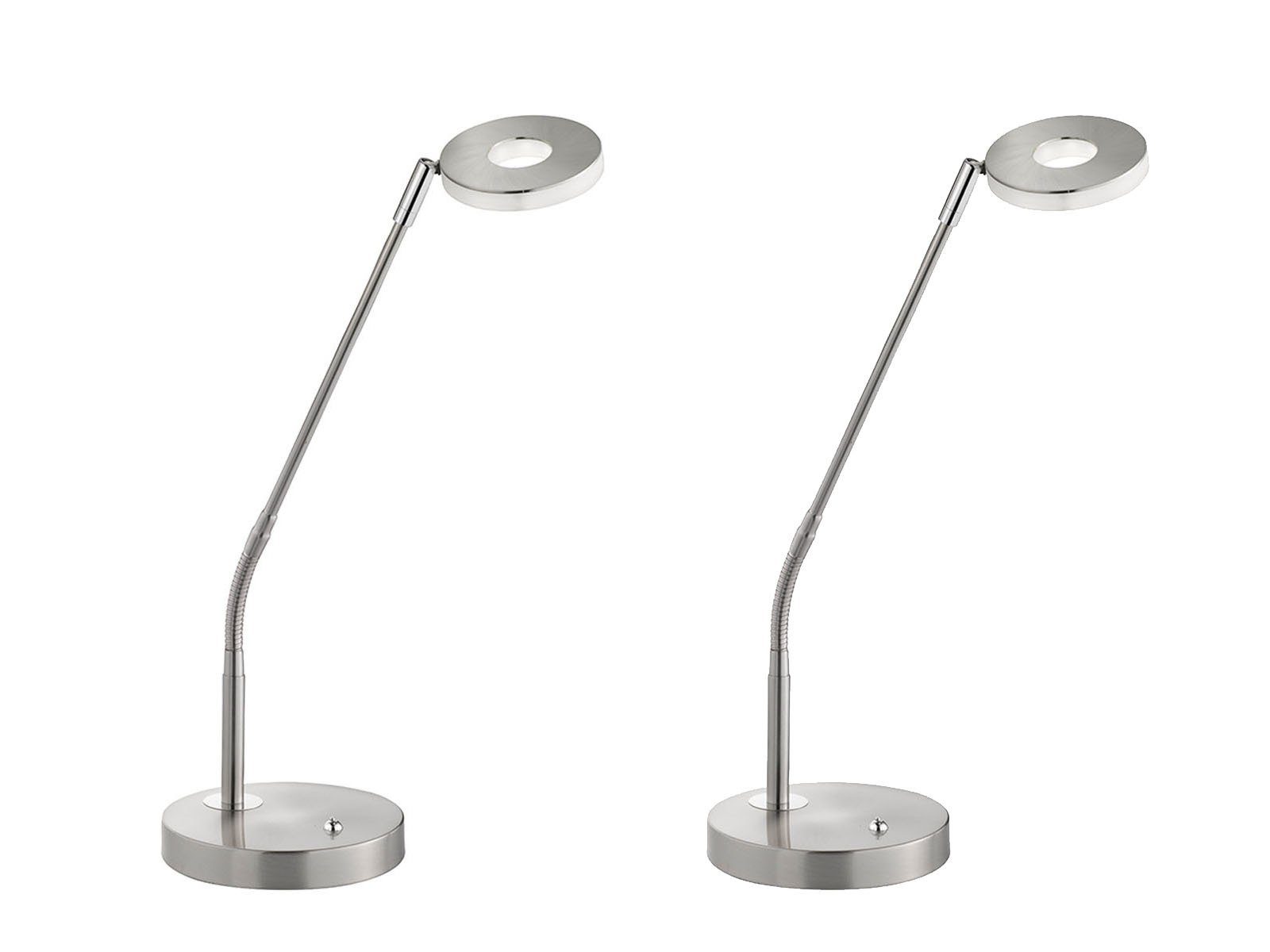 FISCHER & HONSEL LED Schreibtischlampe, Dimmfunktion, LED fest integriert, Warmweiß, Neutralweiß, 2er Set Schreibtisch Arbeitsplatz-Leuchten dimmbar, Silber, H: 60cm