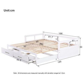 REDOM Schlafsofa 90/180*200cm mit Schubladen und Lattenrosten, Kiefernbett mit Stauraum, mit Relaxfunktion 1 Teile, 90/180*200cm mit Schubladen und Lattenrosten