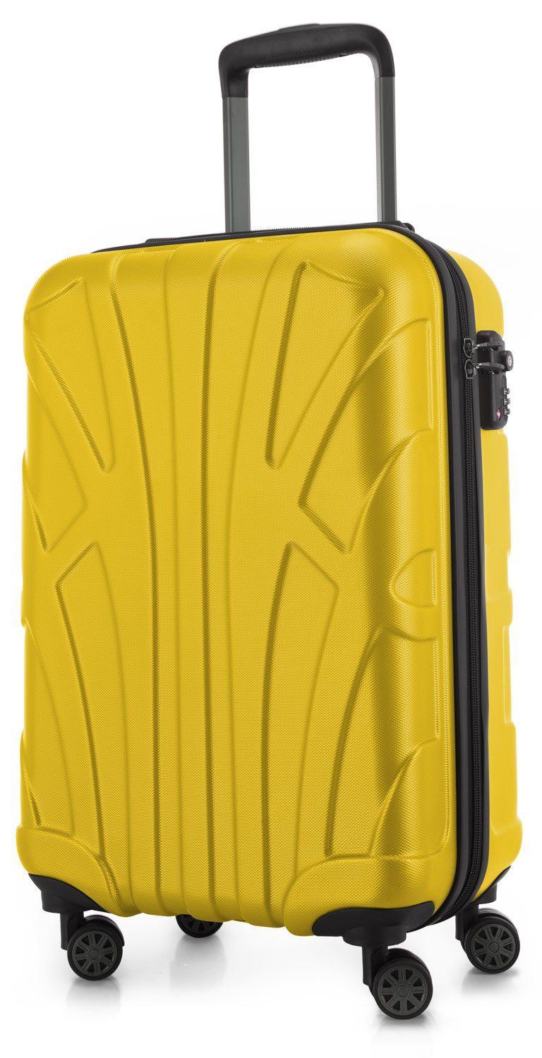 Suitline Handgepäckkoffer S1, 4 Rollen, Robust, Leicht, TSA Zahlenschloss, 55 cm, 33 L Packvolumen Gelb