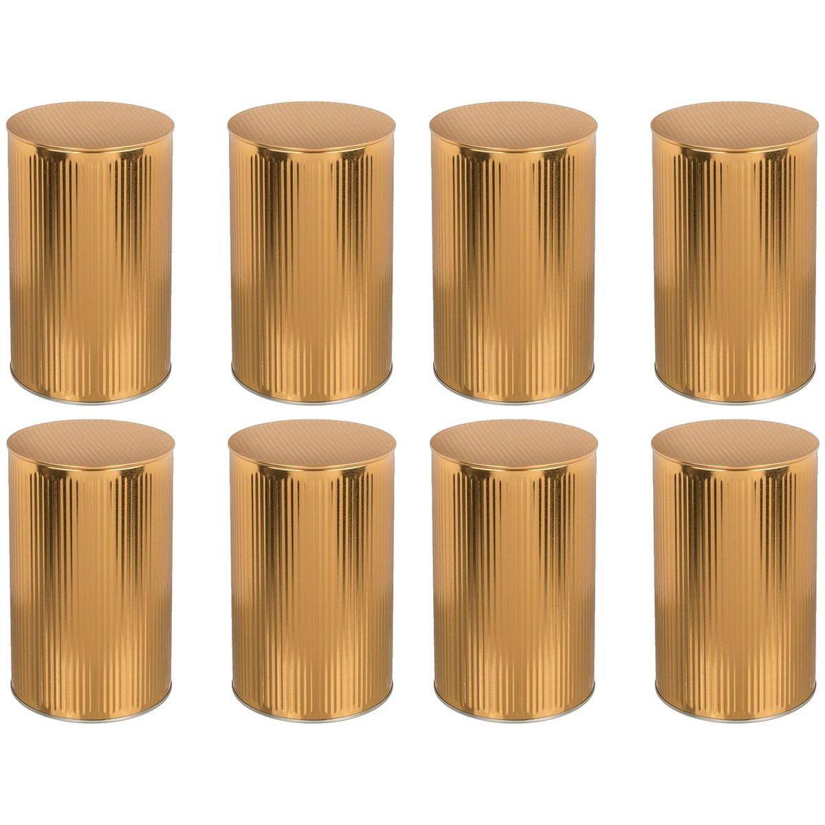 Marabellas Shop Vorratsdose Vorratsdosen aus gestreiftem Blech 8er-Set in Bronze, Silber oder Gold, Metall, dekorativ
