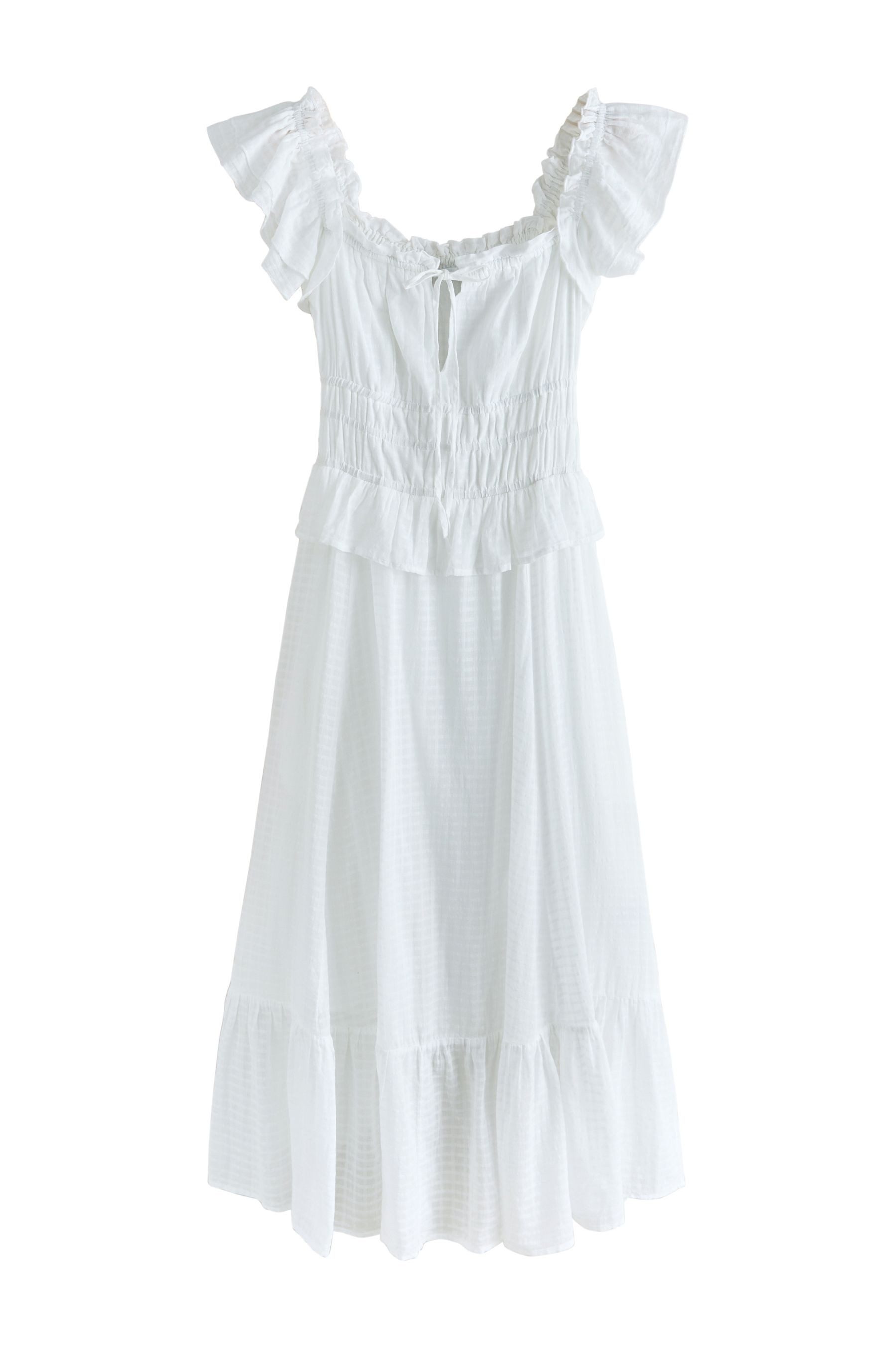 Next Strandkleid Kleid mit eckigem Ausschnitt und Flatterärmeln (1-tlg)