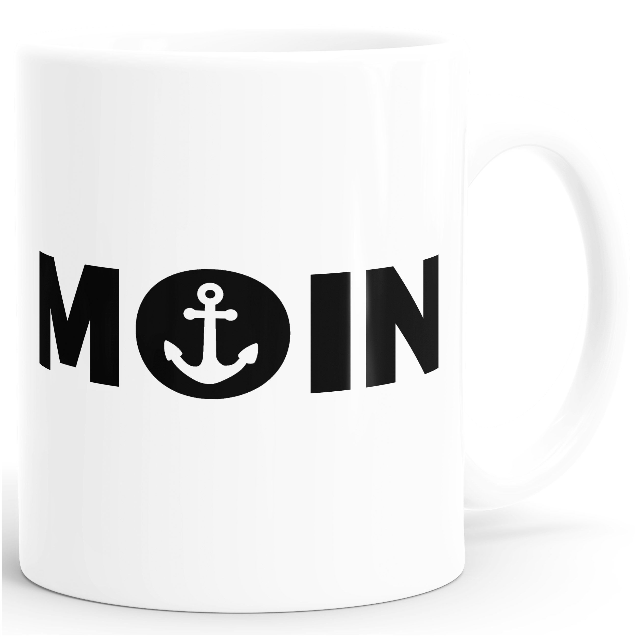 MoonWorks Tasse Kaffee-Tasse Moin mit Anker Frühstückstasse einfarbig MoonWorks®, Keramik