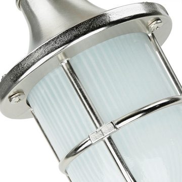 Licht-Erlebnisse Außen-Wandleuchte SANTORIN, ohne Leuchtmittel, Außenwandleuchte Messing echt Riffelglas maritim IP64 Lampe