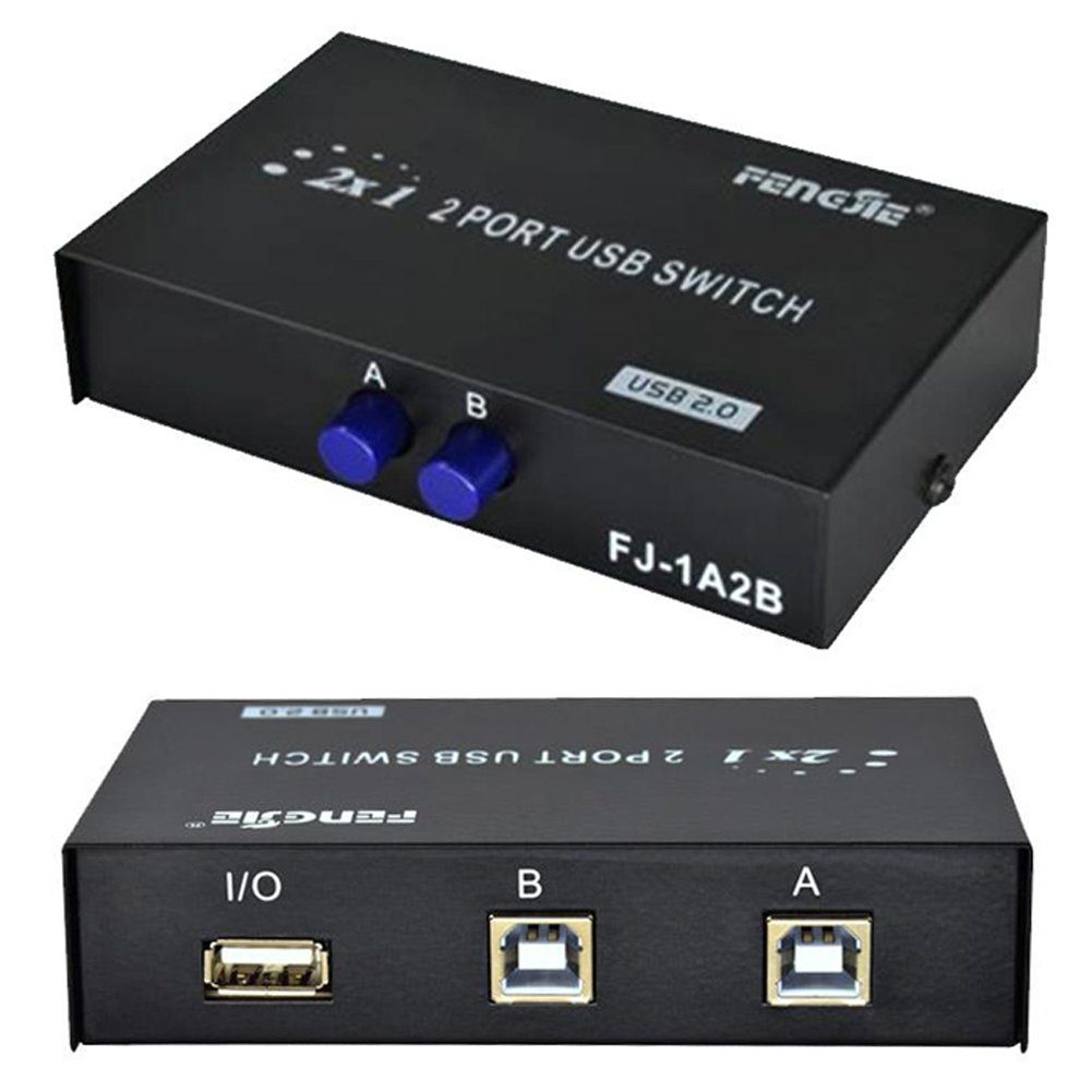 I43C USB 2.0 Switch 2in zu 1out Umschalter Drucker Scanner Kartenleser USB-Adapter