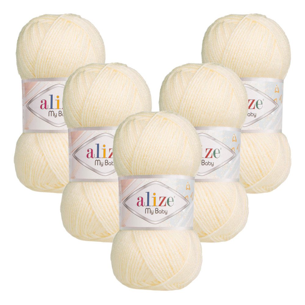 Alize 5 x ALIZE My Baby Häkelwolle, 750 m, Handstrickgarn,Für Allergiker,Yarn
