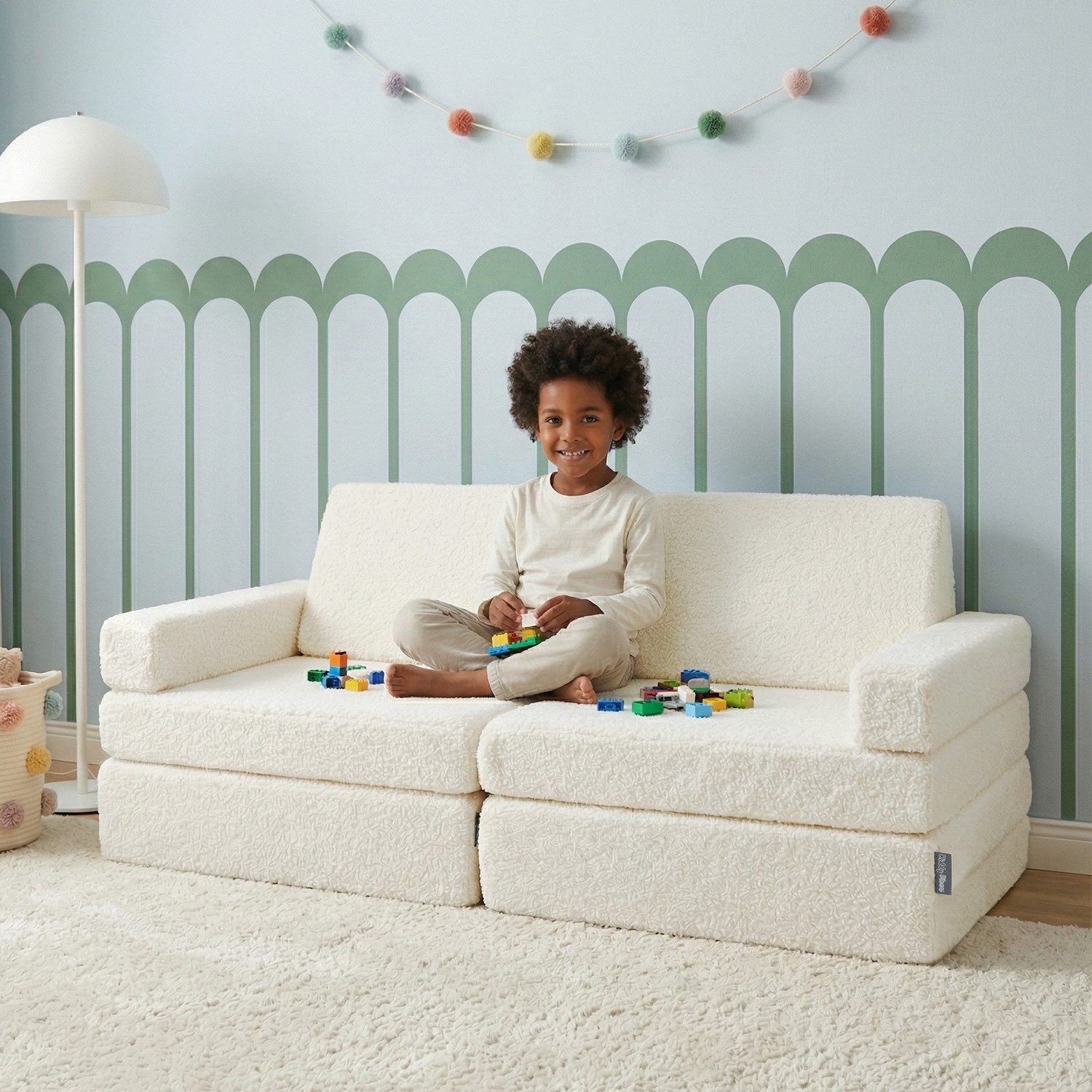 Klappmatratze KKM-1400, KiddyMoon, 30.0 cm hoch, (Teddy-Bezug), Kindermöbel aus Schaumstoff mit Teddy-Plüsch