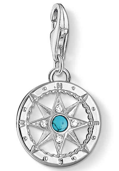 THOMAS SABO Charm-Einhänger Kompass, 1228-405-17, mit Zirkonia (synth), Farbstein-Imitat