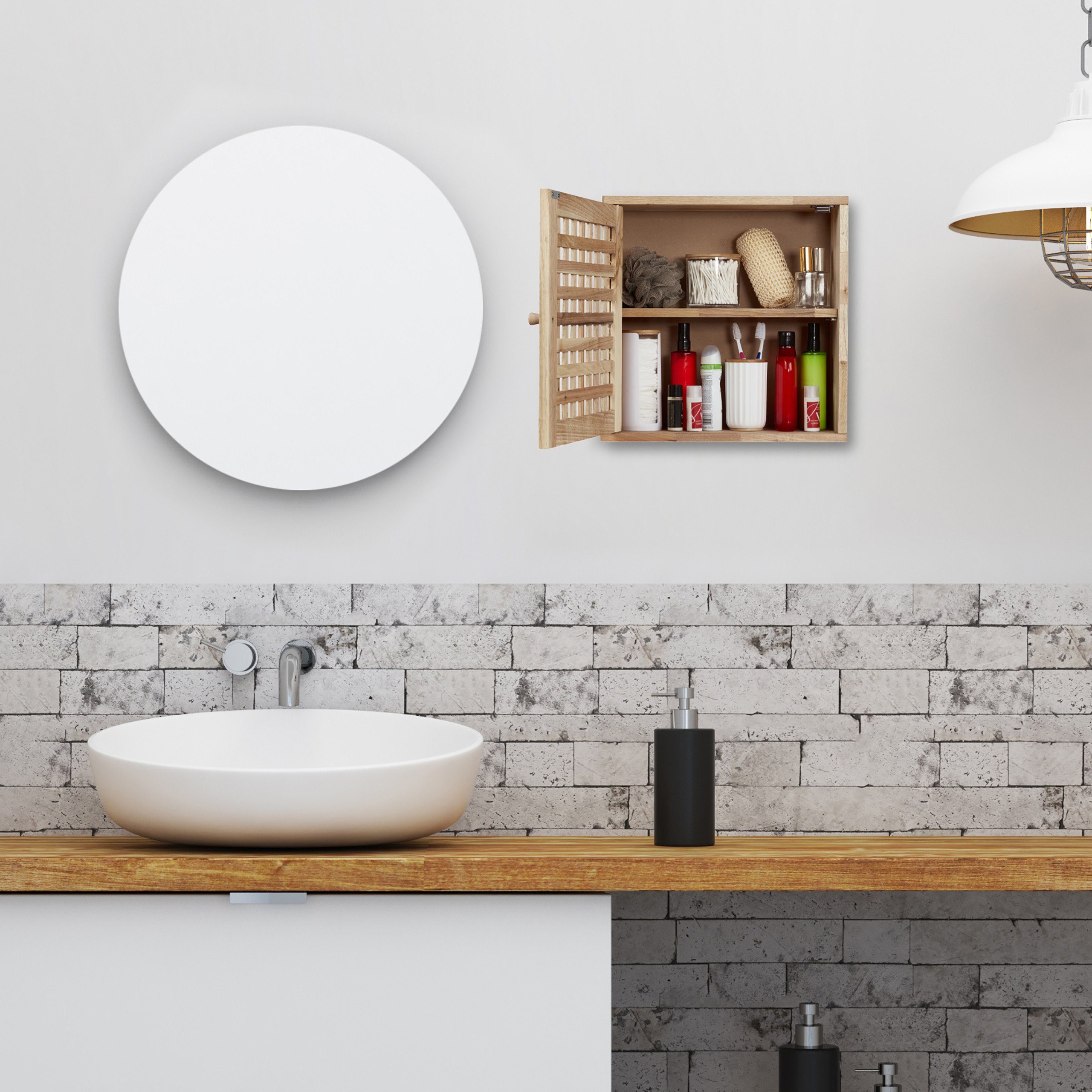 relaxdays Hängeschrank Schmaler Wandschrank aus Walnussholz günstig online kaufen