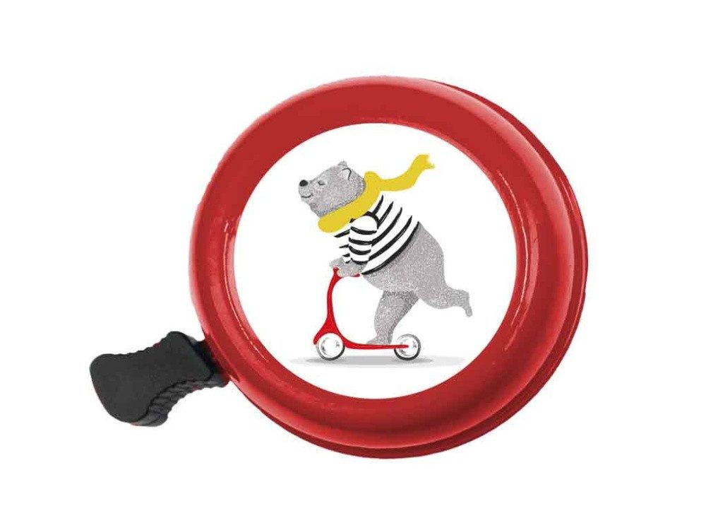 bb Klostermann Fahrradklingel bbeBells Kinder, "Teddy Bär auf Roller", Ø55mm, rot, Bike Bell