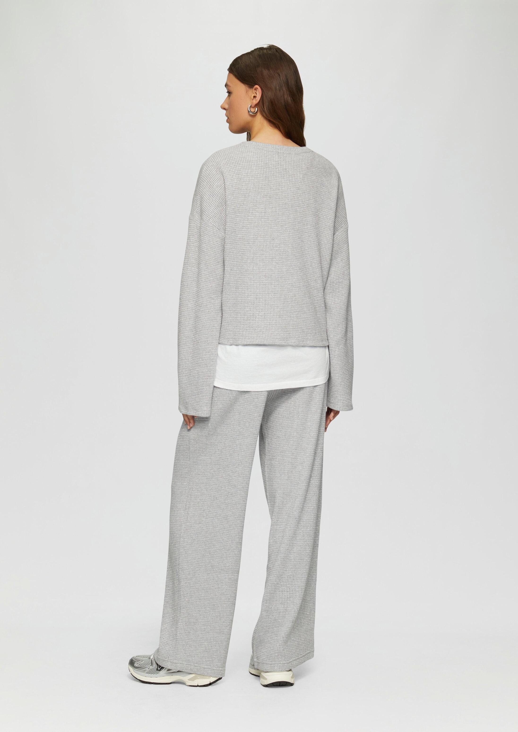 QS Chinos Hose Wide-Leg-Hose mit Piqué-Struktur und Glitzereffekt