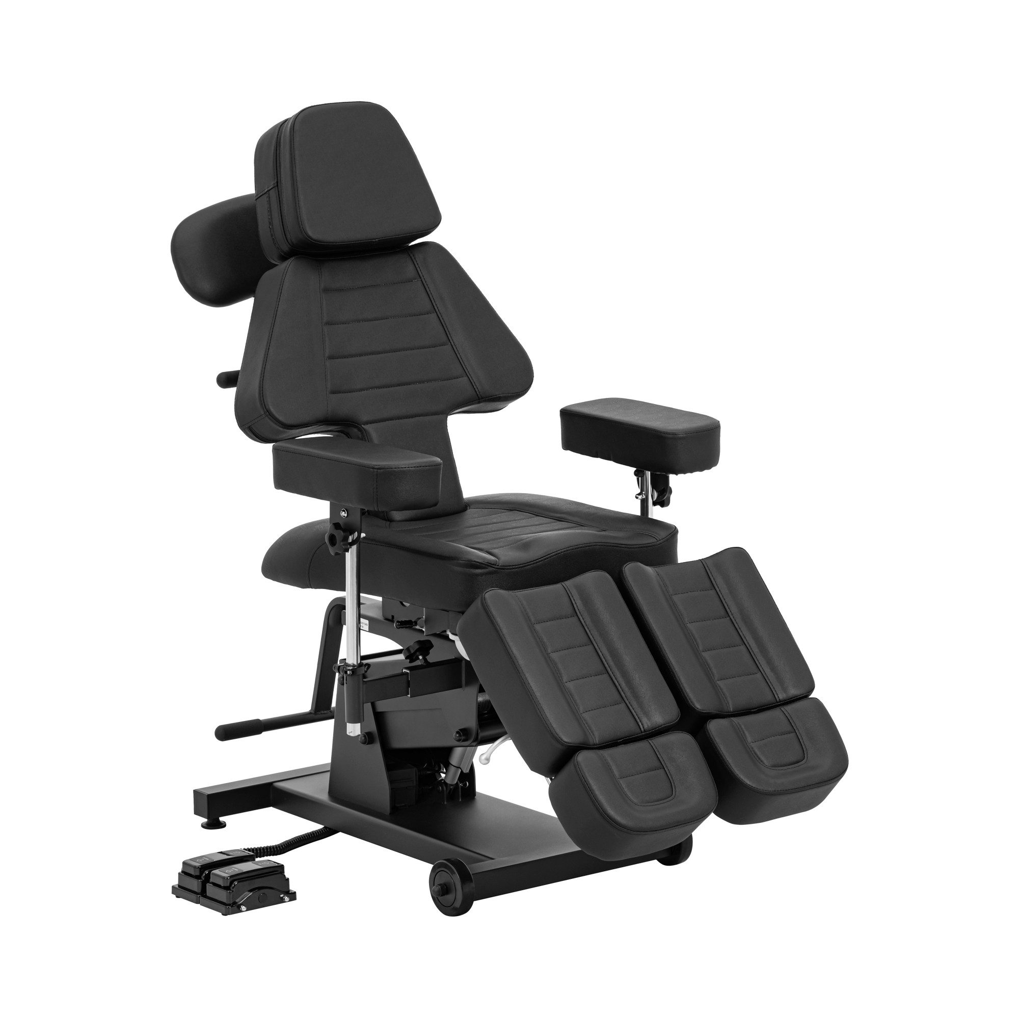 Physa Massageliege Tattooliege höhenverstellbar 300 kg Fußpedal schwarz Tattoostuhl, Schwarz