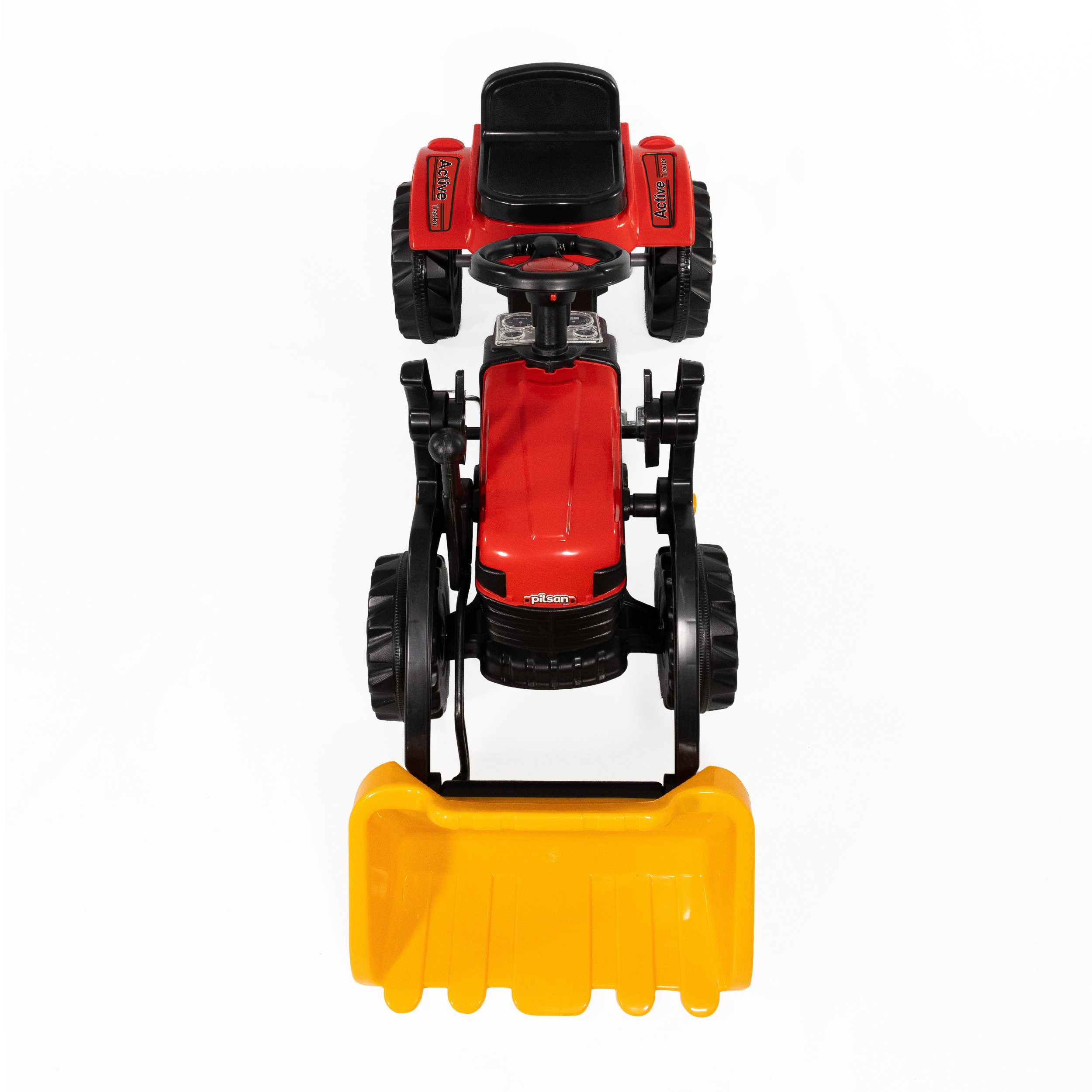 Lemodo Trettraktor Kindertraktor mit Schaufel und Hupe, Trettrecker in gelb
