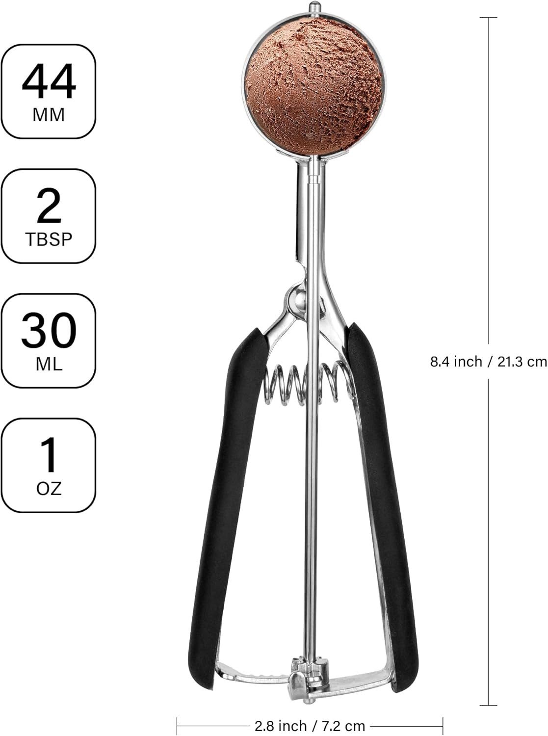 feinlux Eisportionierer 304 Edelstahl Obstball- und Eisportionierer, Automatische Rückfederung, ein Knopfdruck zum Kugeln formen