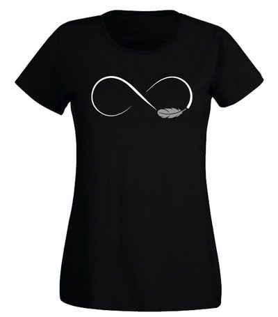 G-graphics T-Shirt Damen T-Shirt - Infinity Feather mit trendigem Frontprint, Slim-fit, Aufdruck auf der Vorderseite, Spruch/Sprüche/Print/Motiv, für jung & alt