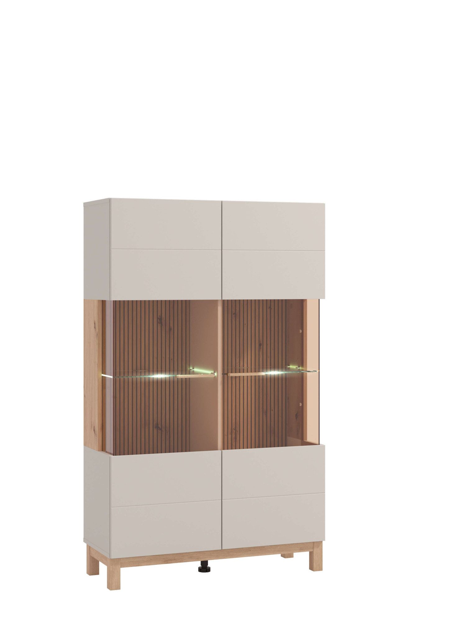 Home affaire Highboard Essex, Hochkommode, Vitrine, Glasvitrine, Kombi-Highboard, Modernes Highboard in Kaschmir mit Glasfront & Lamellen-Optik – Bild 5 von 5