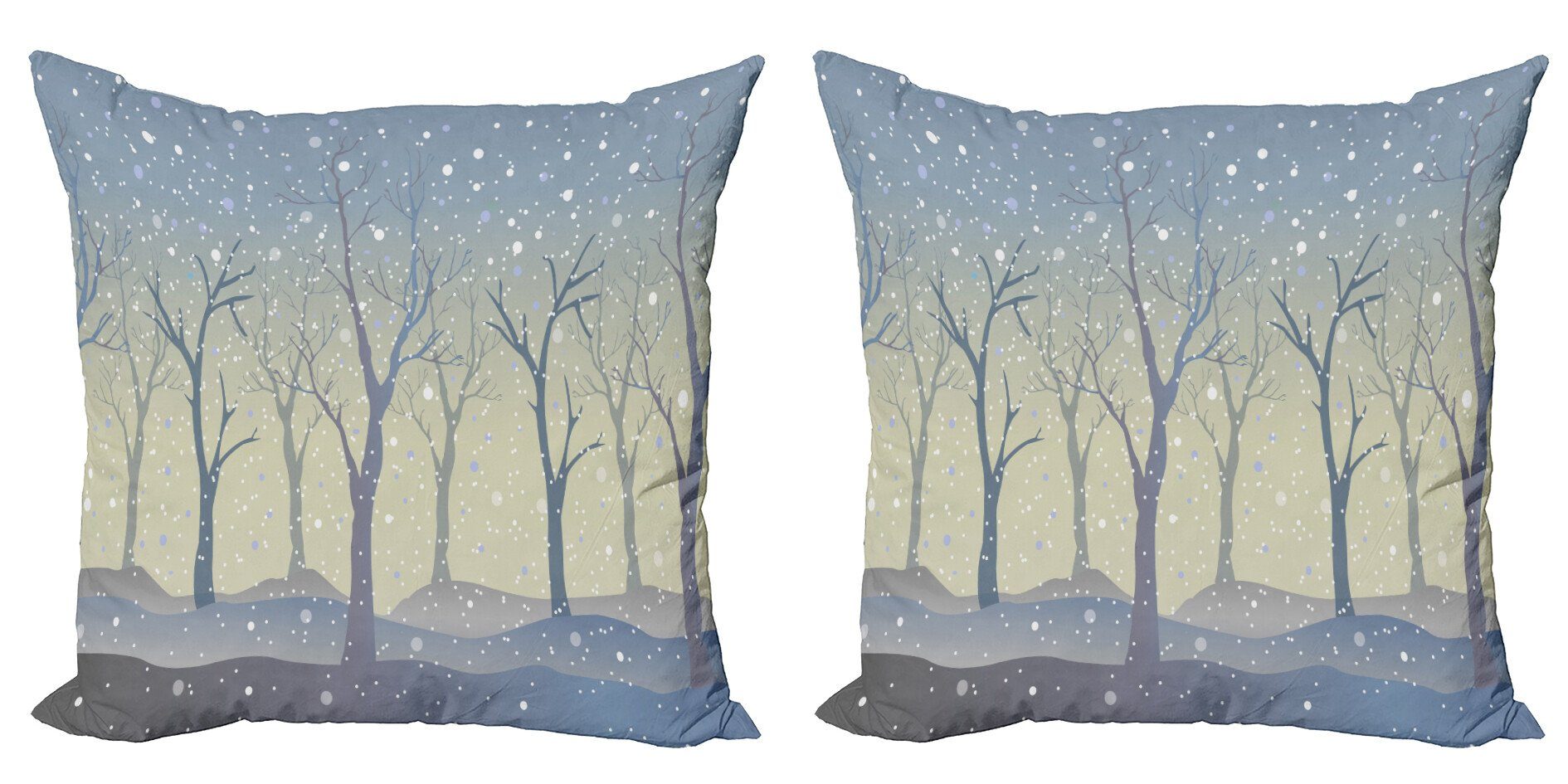 Modern Wald Stück), Accent (2 Digitaldruck, Snowy-Bäume Abakuhaus Doppelseitiger Kissenbezüge Rahmen Winter