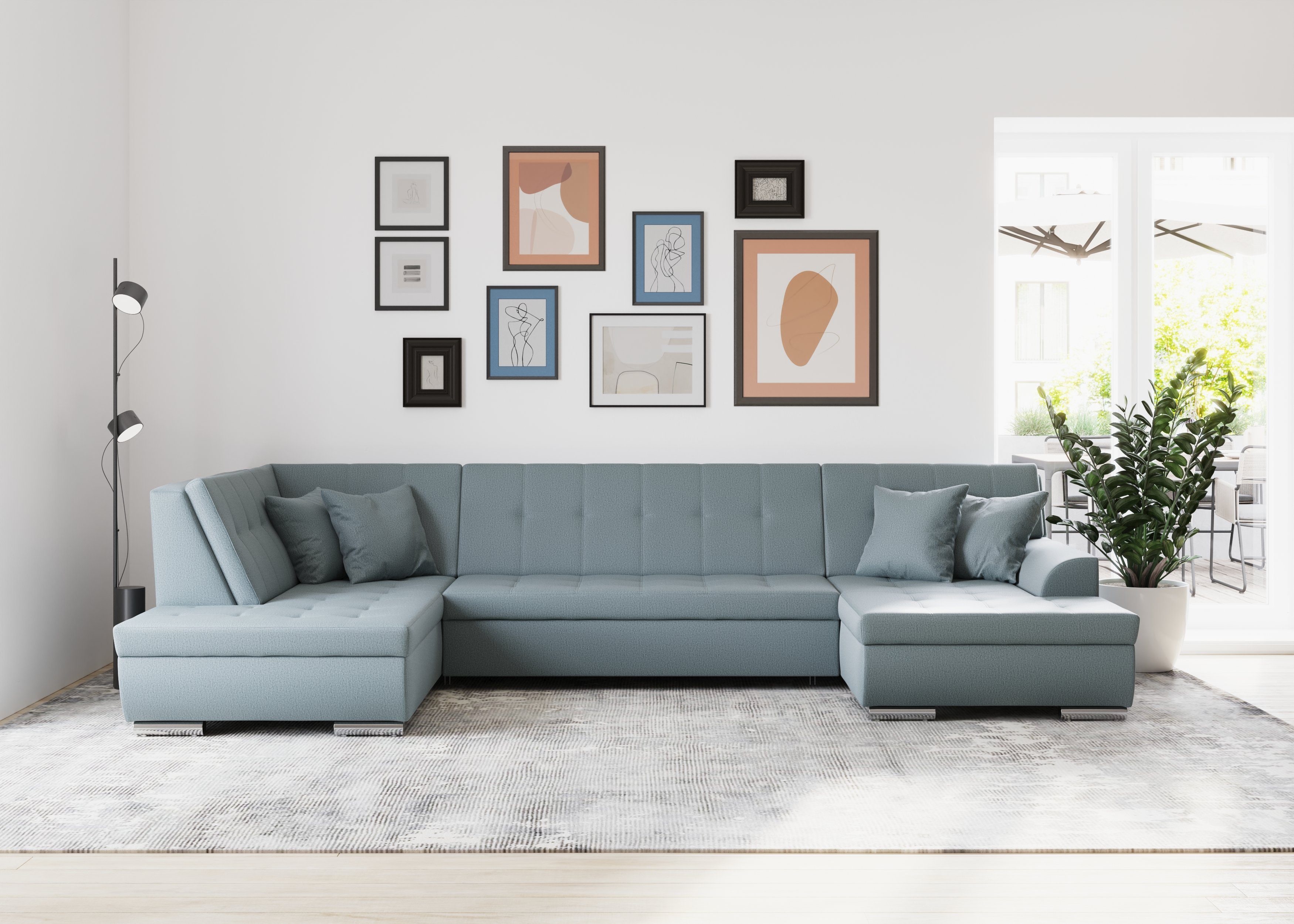 DOMO collection Wohnlandschaft "Treviso incl. Zierkissen, moderne Steppung, günstig online kaufen