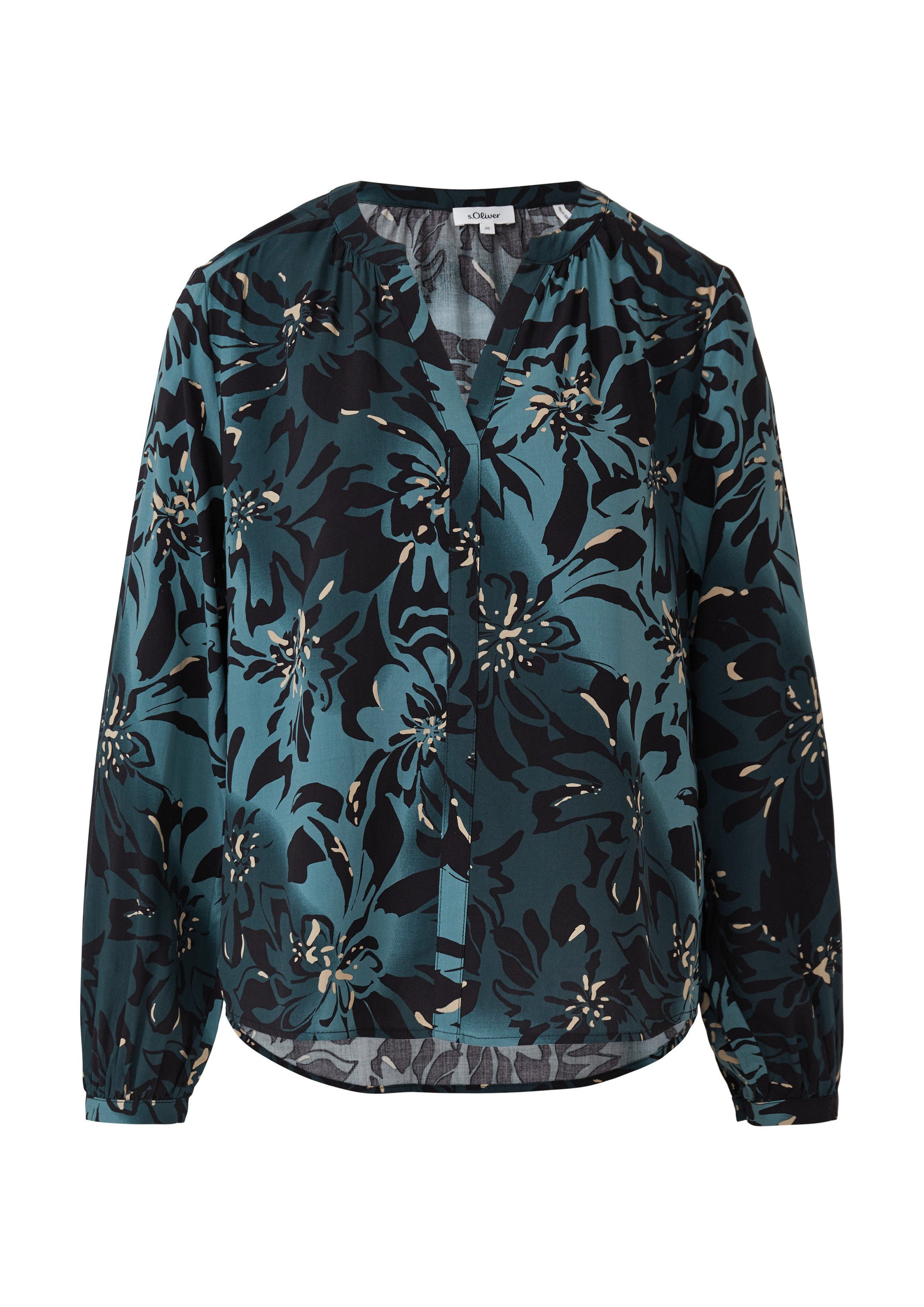 s.Oliver Langarmbluse Bluse Tunikabluse aus Viskosemix mit All-over-Print günstig online kaufen