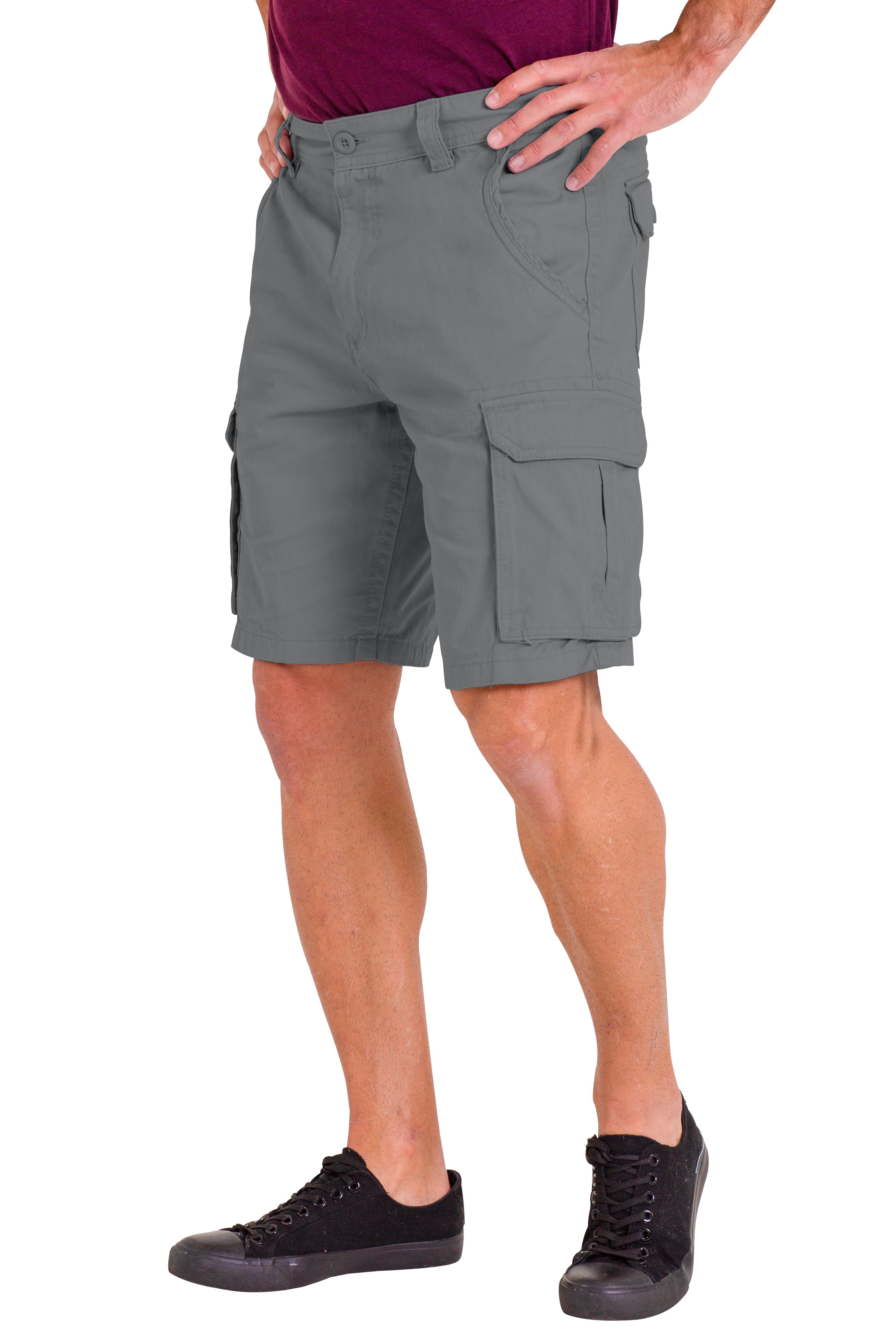 Cargo Premium Shorts Herren Halbhose Cargoshorts Sommer 100% Baumwolle Grau BlauerHafen Taschen 6