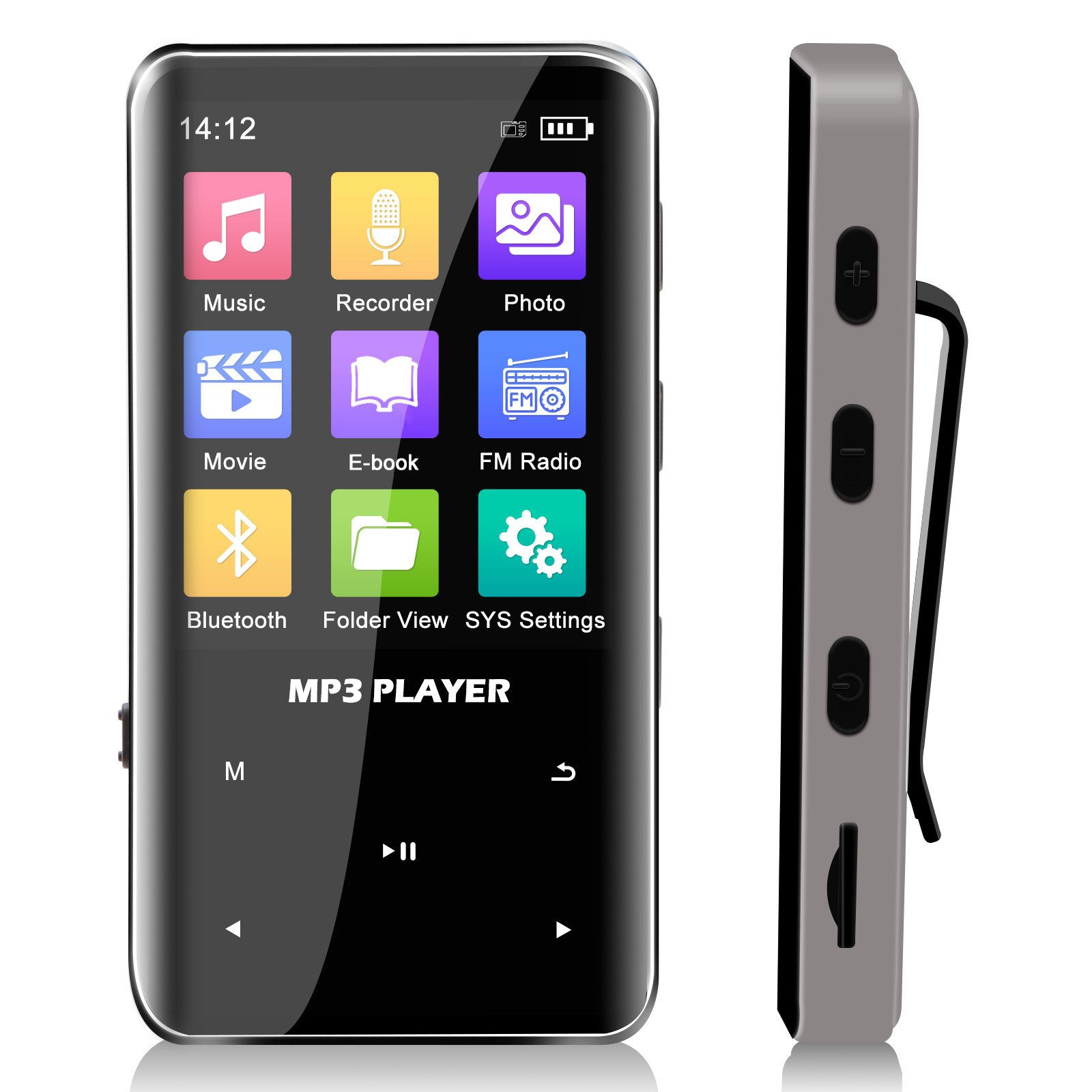 Tekoo MP3-Player Bluetooth 5.0 für Sport, 32GB HiFi Musik-Player mit Clip MP3-Player (32 GB, Bluetooth, HiFi-Lossless-Sound, DAC-Chip, abnehmbarer Clip, 2.5D Glas)