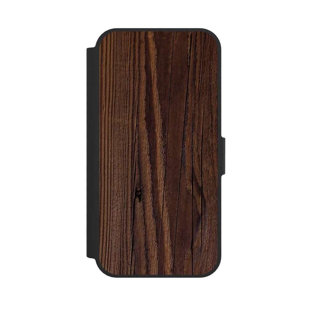 NIVOCASE Handyhülle Holzoptik Holz Nussbaum Maserung Holzlook, Apple iPhone 16e Klapphülle Handyhülle aus Kunst Leder