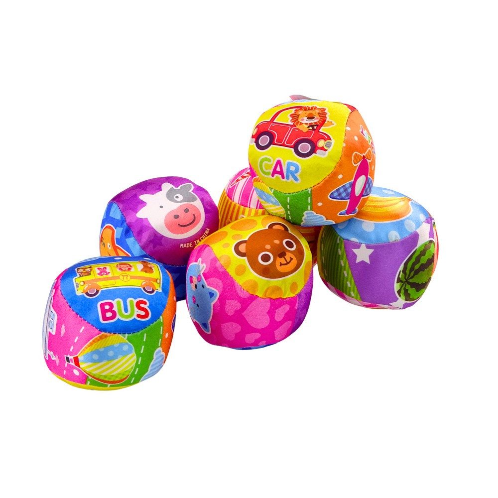 LEAN TOYS Rasselball Stoffball Greifball Babyball, Rassel innen, weicher Stoff, 10 cm, ab 3 Monaten