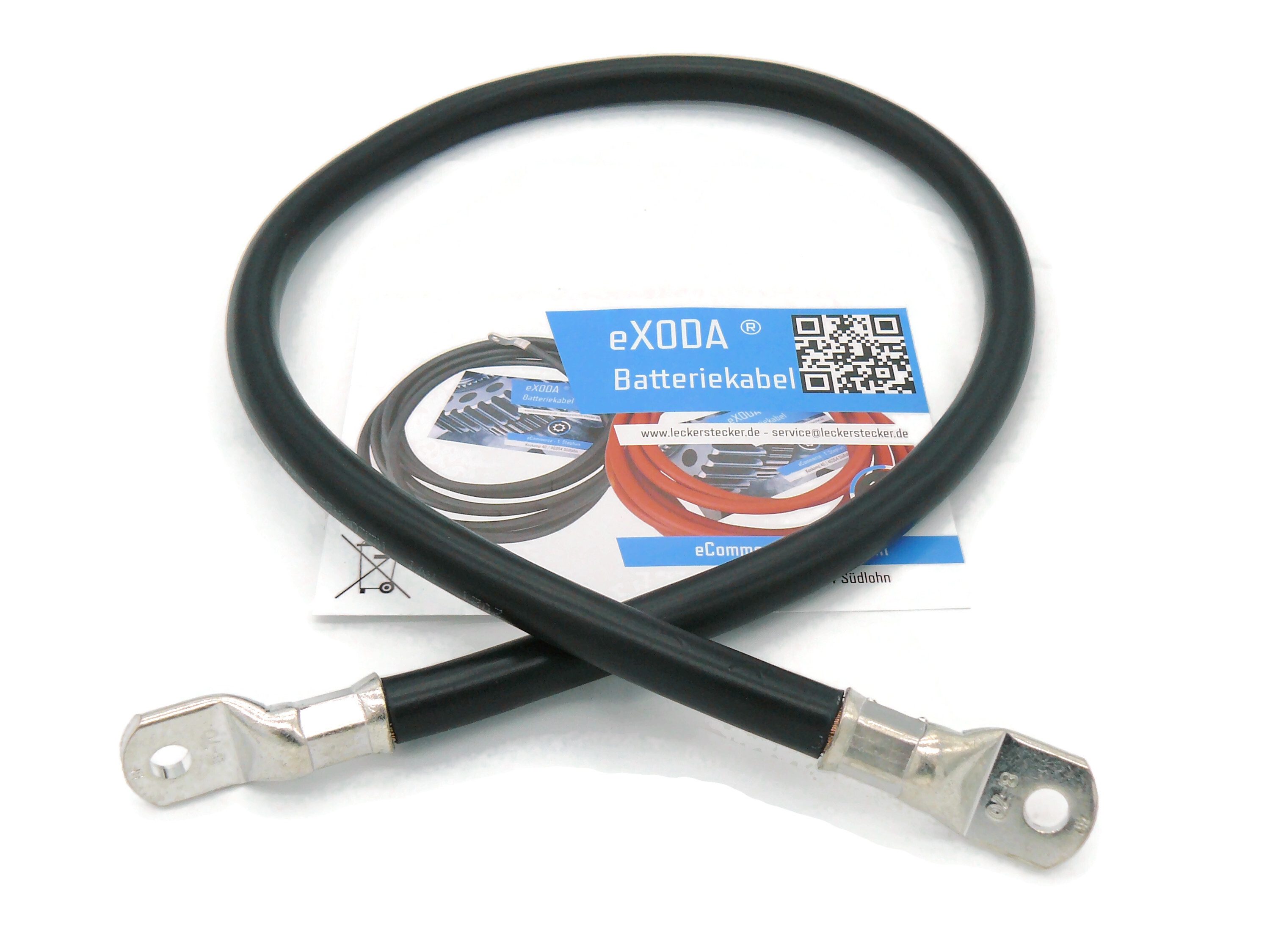 eXODA 70 mm2 M8 M8 Batteriekabel, Schwarz, (80 cm), 99% Kupfer