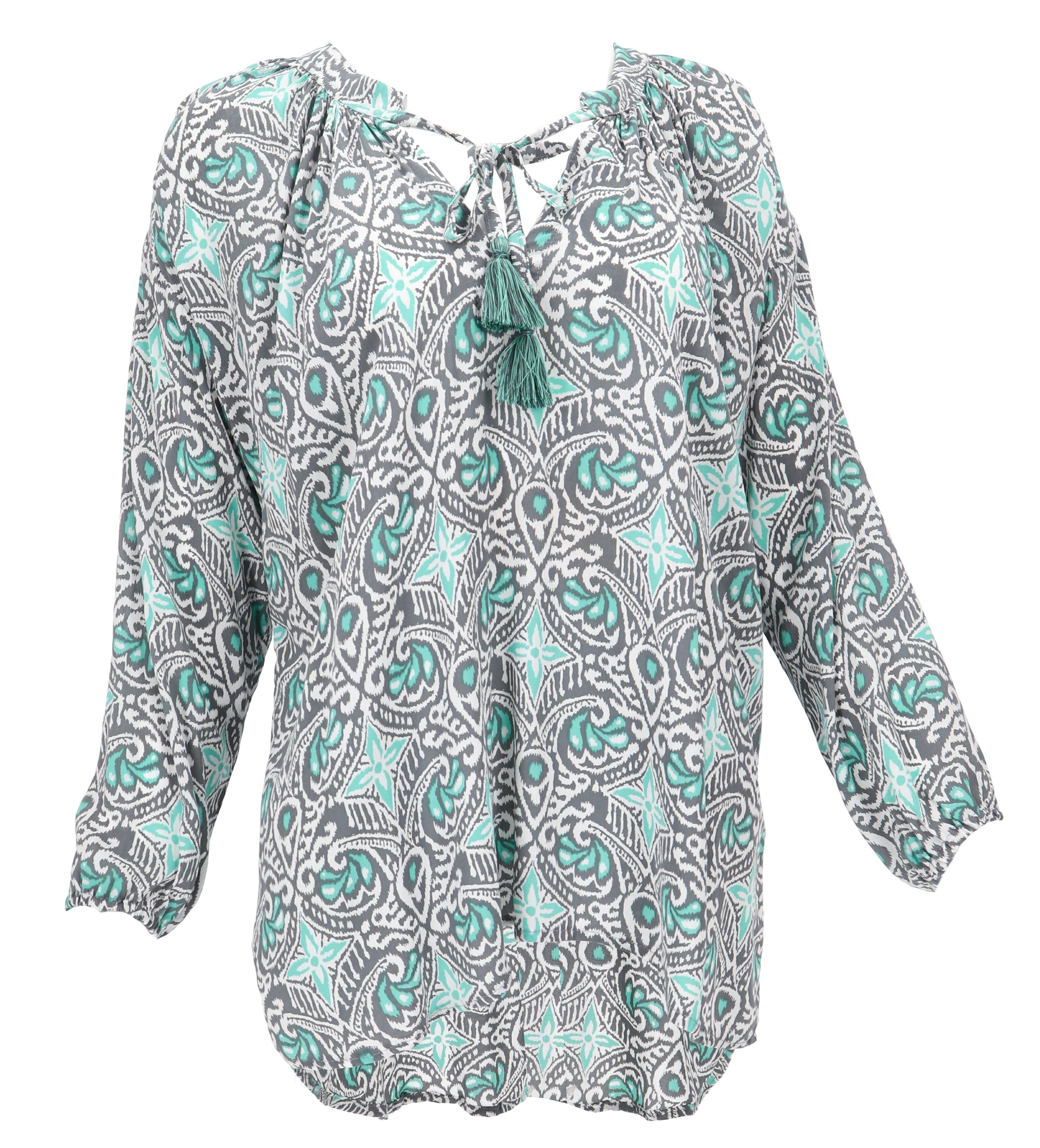 Guru-Shop Longbluse Blusentunika, Langarmbluse, plus size.. Boho, Ethno Style, Hippie, alternative Bekleidung