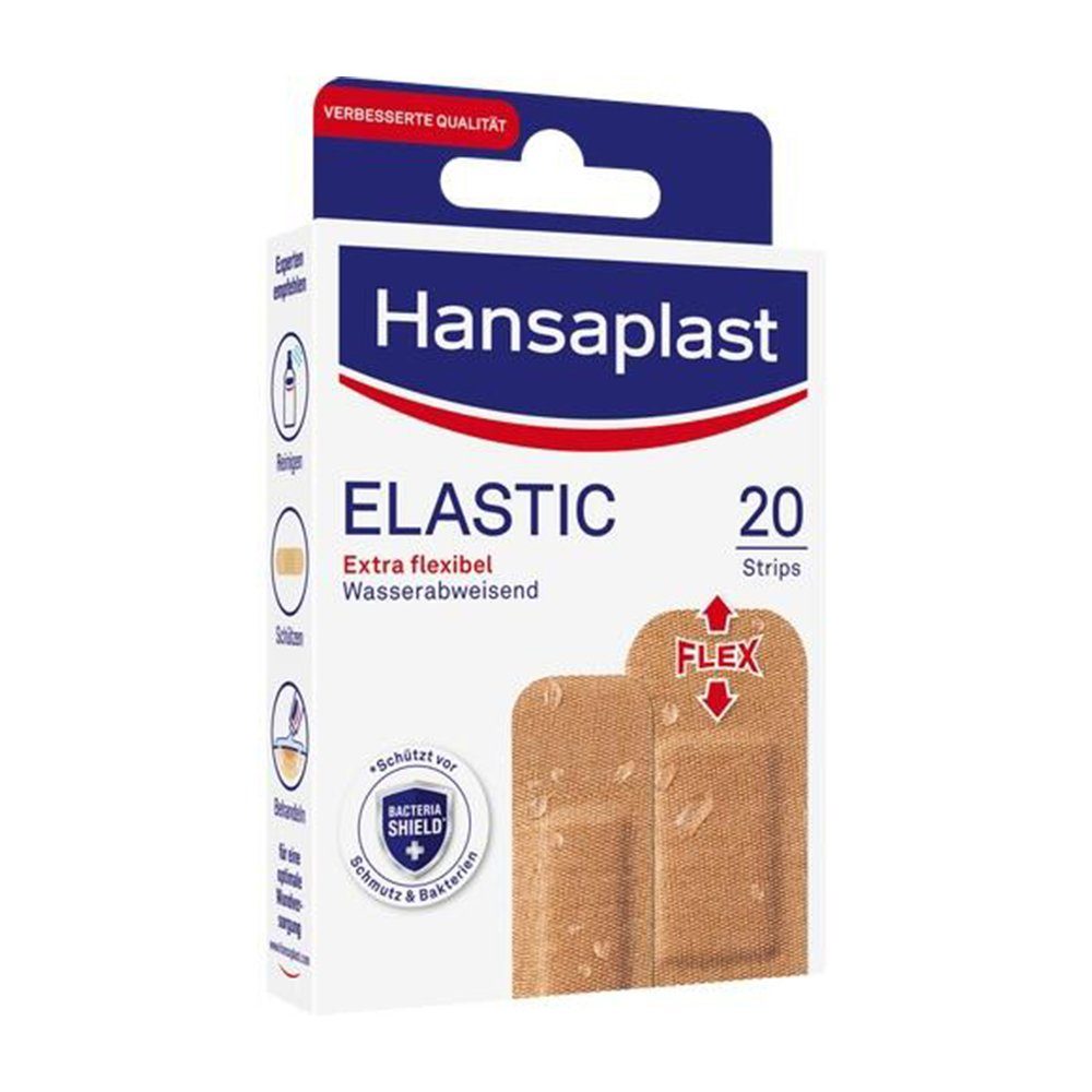 Beiersdorf AG Wundpflaster HANSAPLAST Elastic Pflasterstrips 20 Stück (20 St), Extra flexibel und wasserabweisend