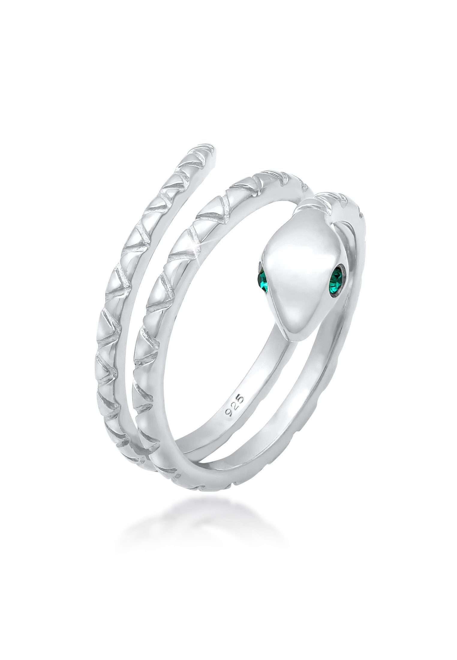 Elli Fingerring Wickelring Schlange mit Kristalle von Swarovski® 925 Silber, Pinky Ring