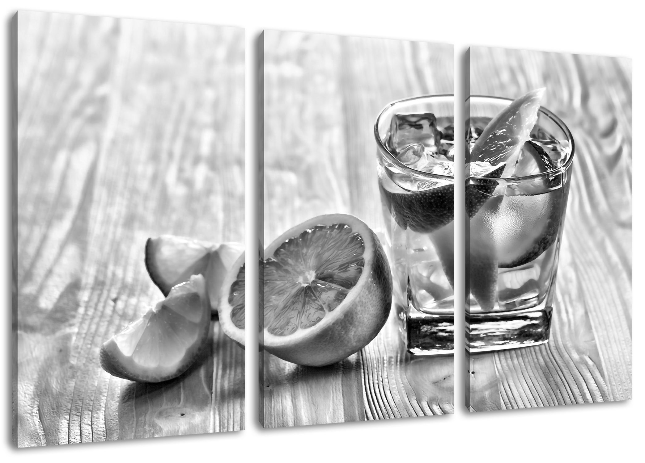 Pixxprint Leinwandbild Gin Tonic Shot mit Zitronen, Gin Tonic Shot mit Zitronen 3Teiler (120x80cm) (1 St), Leinwandbild fertig bespannt, inkl. Zackenaufhänger