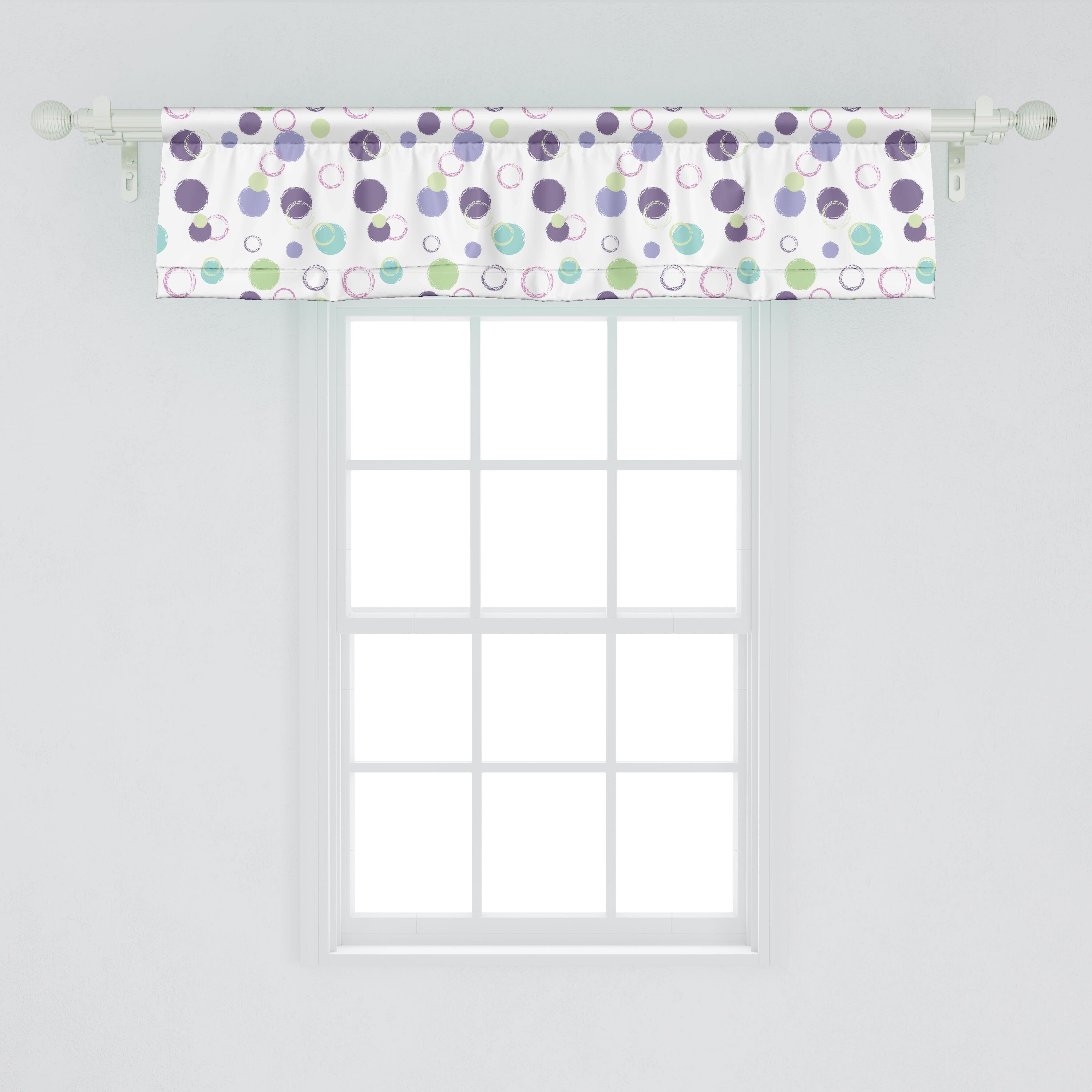Scheibengardine Vorhang Volant für Küche Runden Schlafzimmer Pastell auf Bicolor Plain mit Microfaser, Stangentasche, Abakuhaus, Dekor