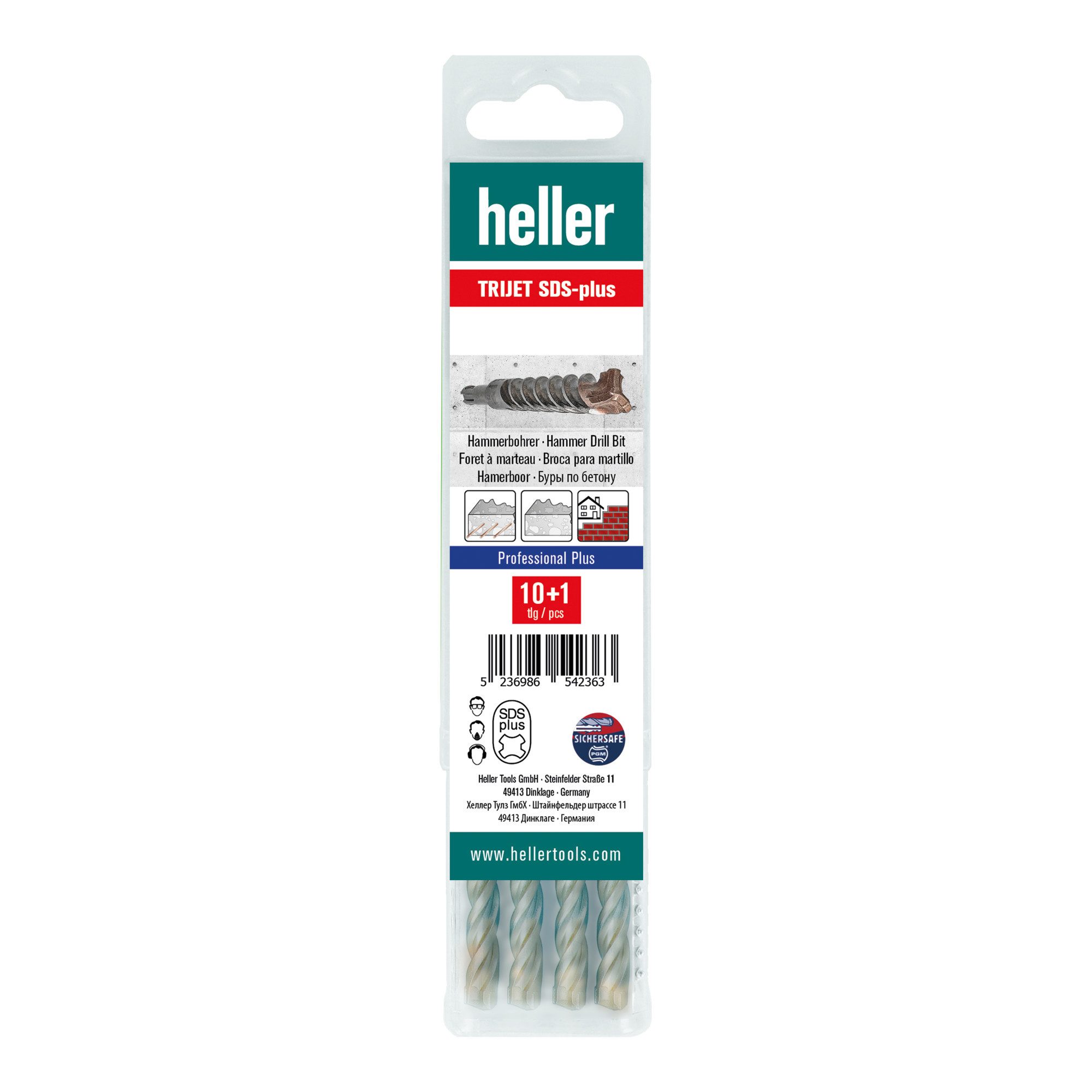 Heller Heller Tools Trijet SDS-plus Hammerbohrer, Ø 16 x 100/150 mm, 10 + 1!