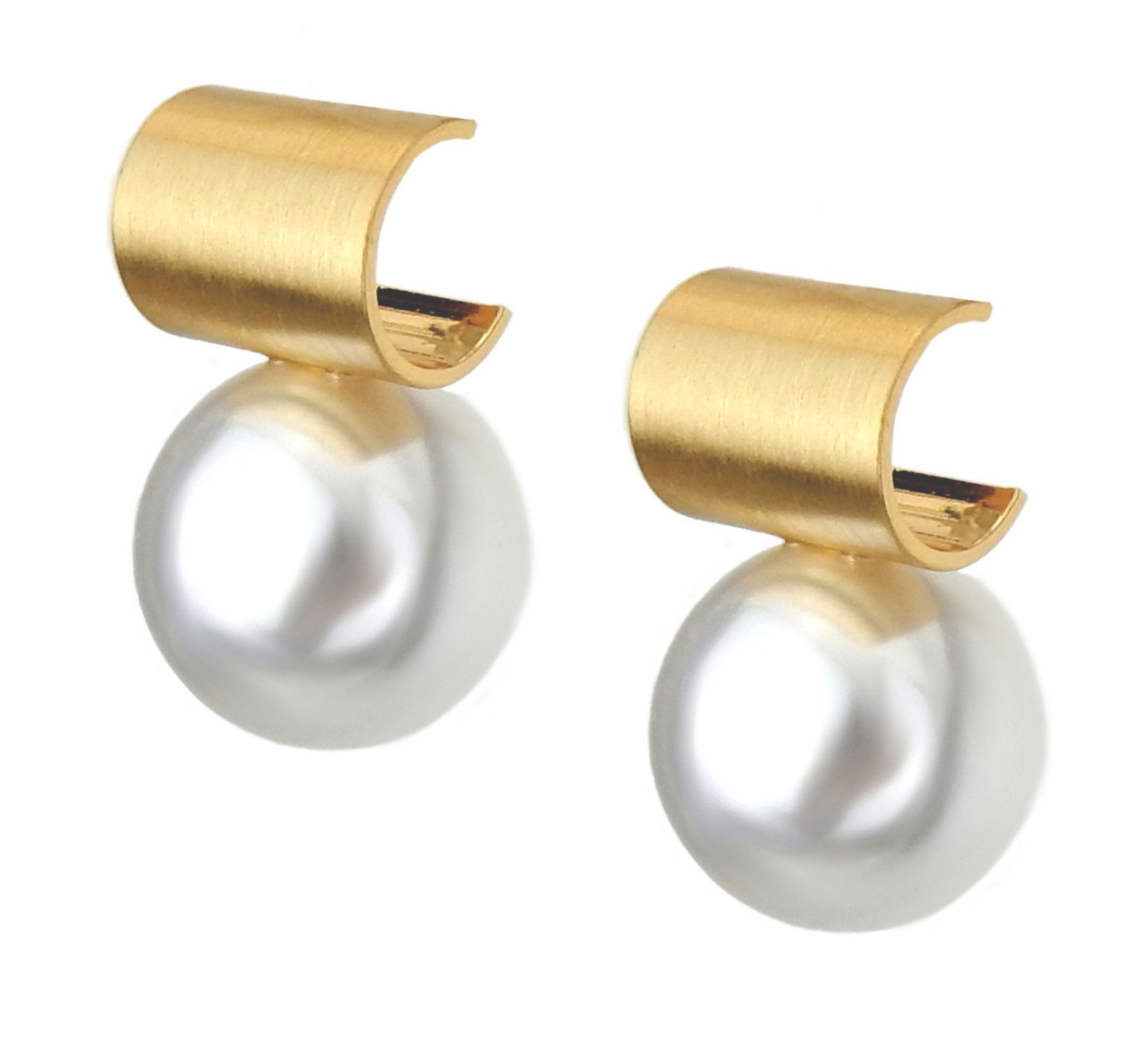 Ella Jonte Paar Ohrstecker, Perlenohrringe – eleganter Modeschmuck mit moderner Goldoptik