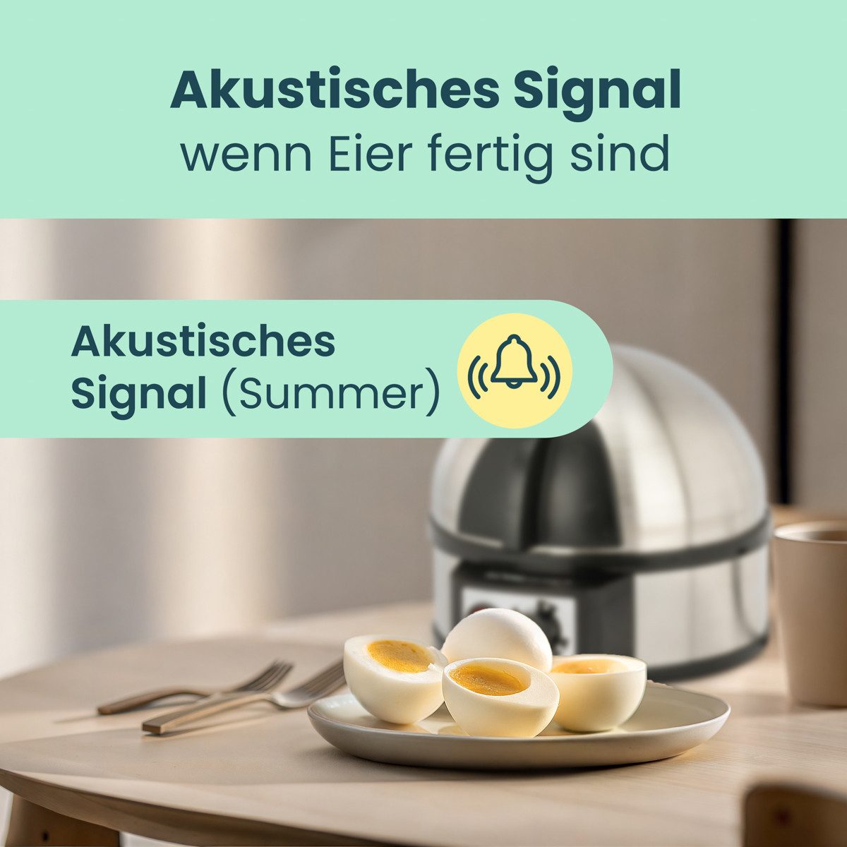 CLATRONIC Eierkocher EK 3321, Eierkocher mit Summer für bis zu 7 Eier, 400W