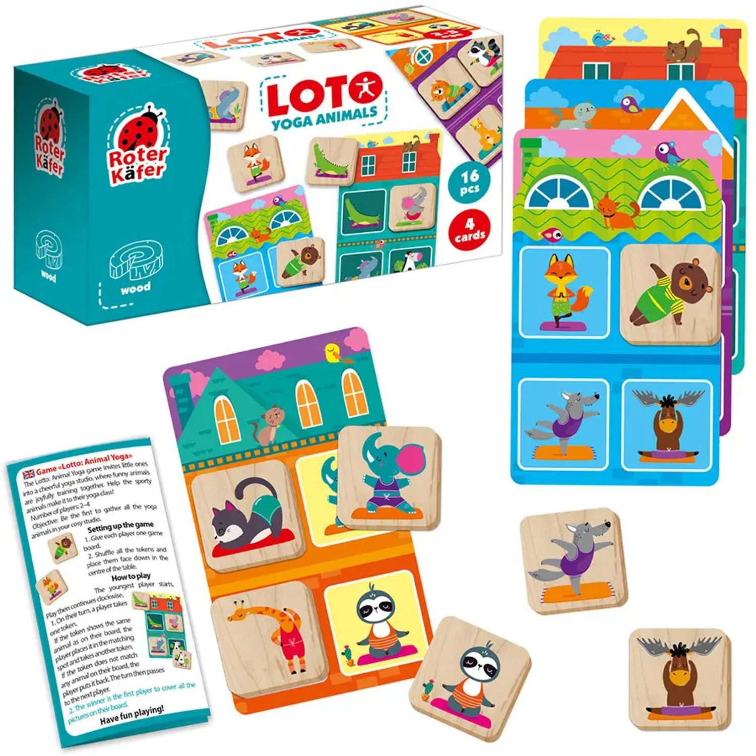 Käfer Spiel Lernspiel Lotto Yoga Tiere
