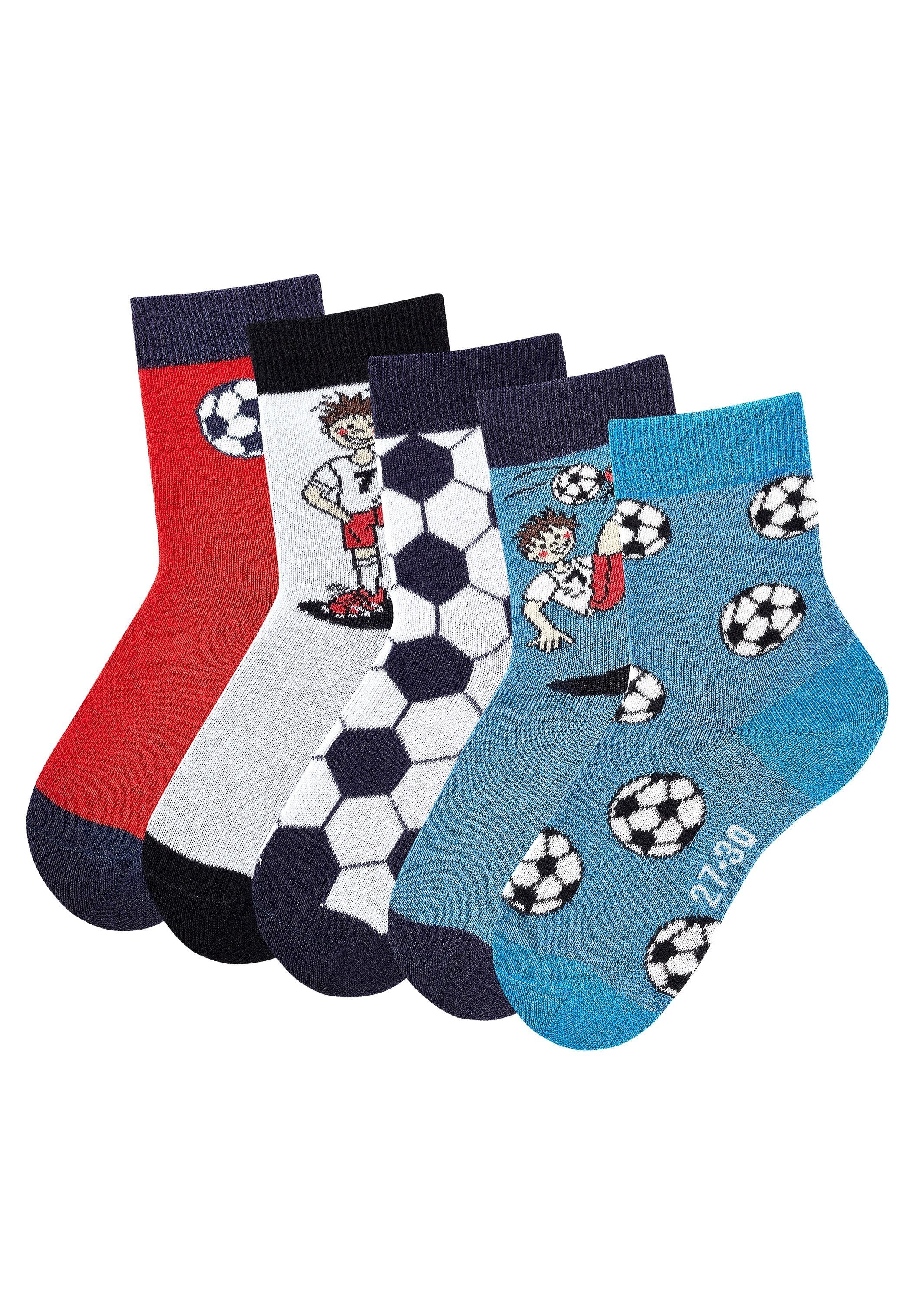 (5-Paar) H.I.S Socken mit Fußballmotiven