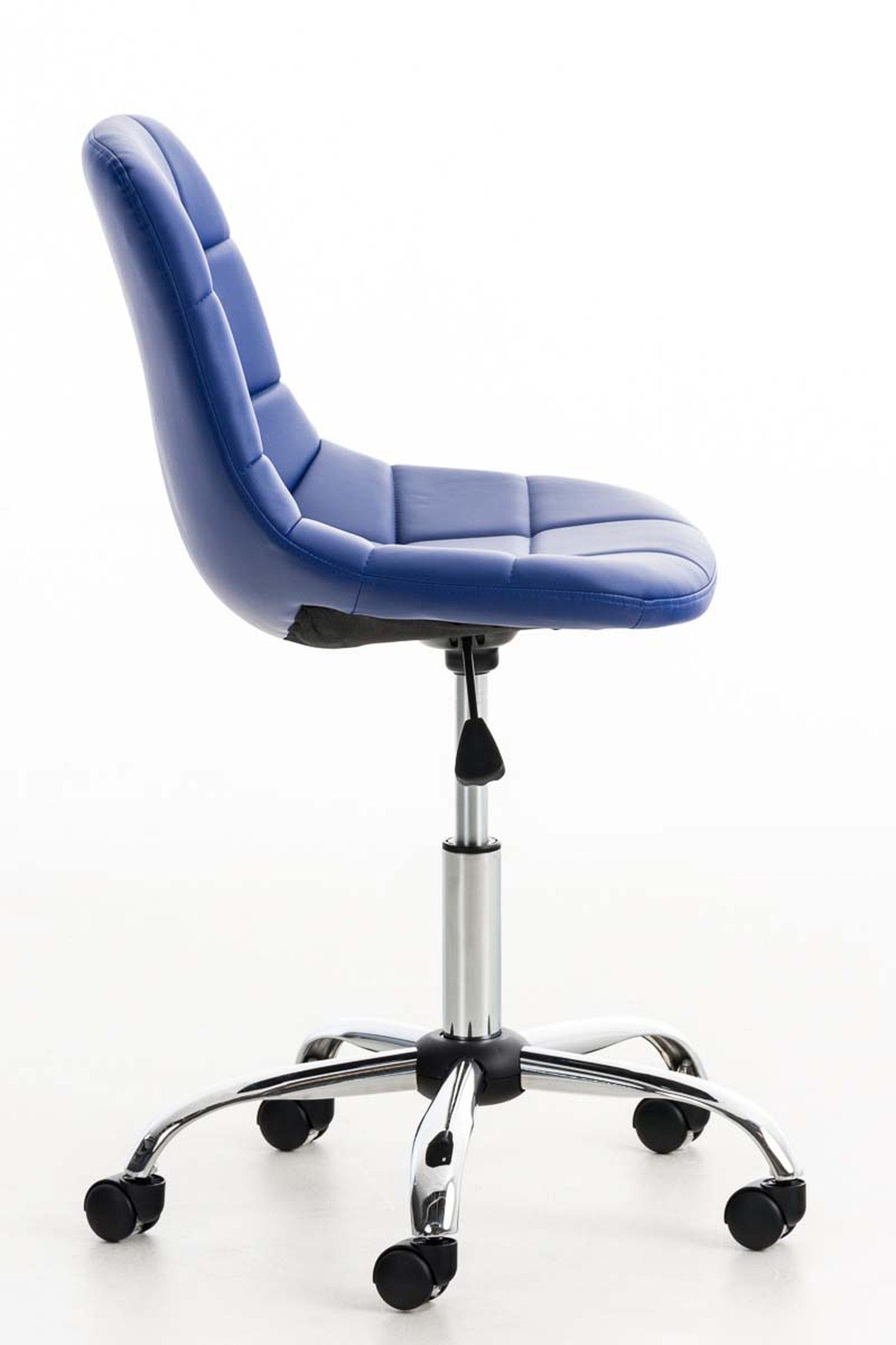TPFLiving Bürostuhl Emily mit bequemer chrom - Rückenlehne Gestell: Sitzfläche: - Drehstuhl, Kunstleder Metall Chefsessel, 360° höhenverstellbar (Schreibtischstuhl, und drehbar Konferenzstuhl), blau