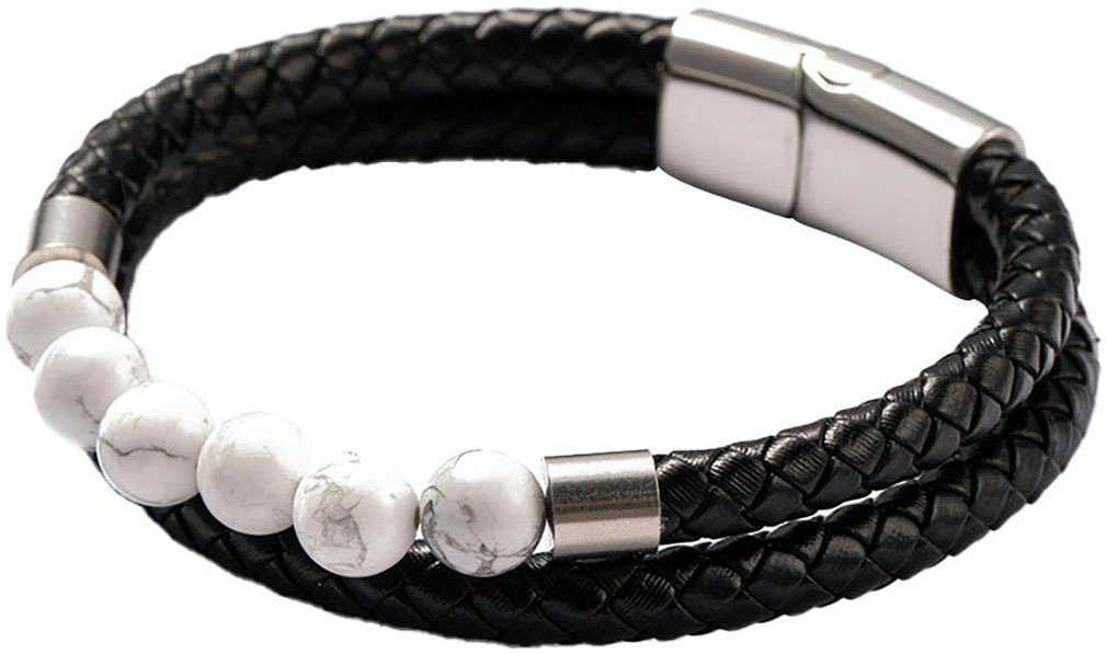 Firetti Armband Schmuck Geschenk Armschmuck Armkette Edelstein Perlen, Onesize, Made in Germany - mit Howlith oder Türkis (beh)