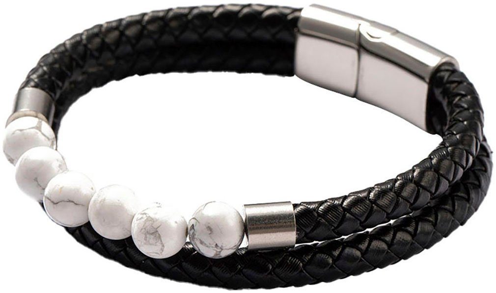 Firetti Armband Schmuck Geschenk Armschmuck Armkette Edelstein Perlen,  Onesize, Made in Germany - mit Howlith oder Türkis (beh)