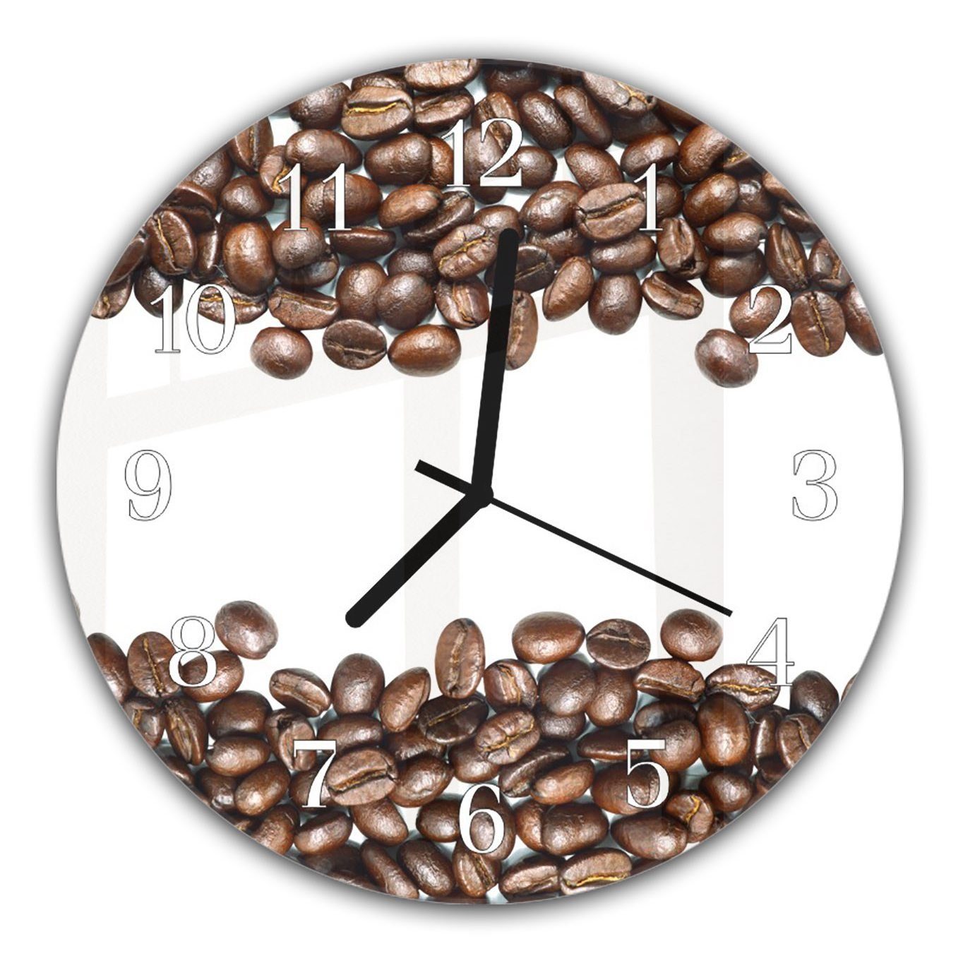 Regulärer Versandhandel Primedeco Wanduhr - Wanduhr aus cm Durchmesser und Rund geteilt mit Glas Kaffeebohnen Motiv Quarzuhrwerk 30 mit